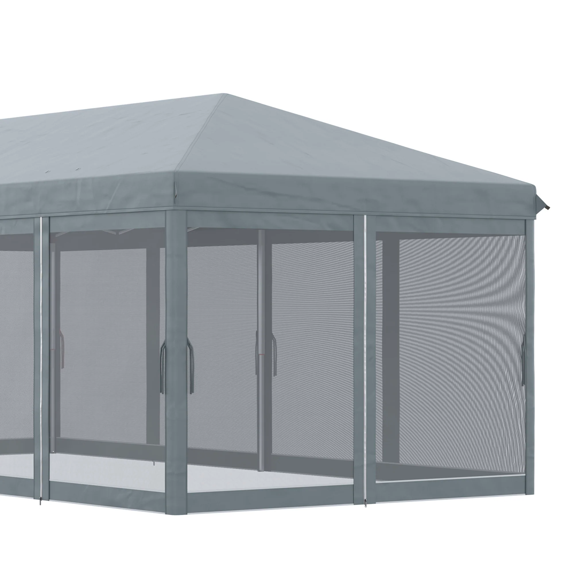 3 x 6m Pop Up Gazebo, Marquee Party Wedding Tent with 6 Mesh Walls & Carry Bag, Grey - Image 10