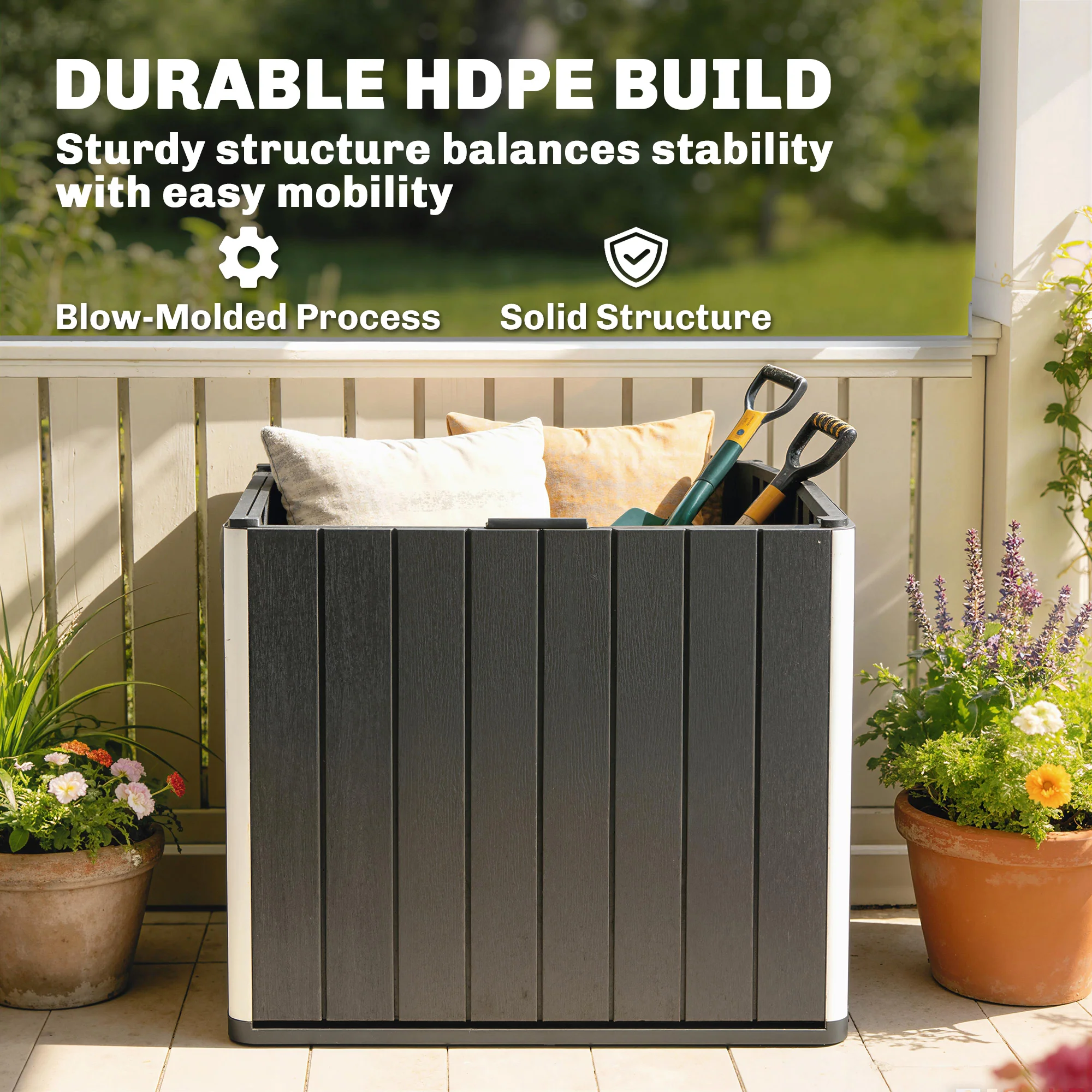 30 Gallon Outdoor Storage Box Side Table with Umbrella Holder - Image 10
