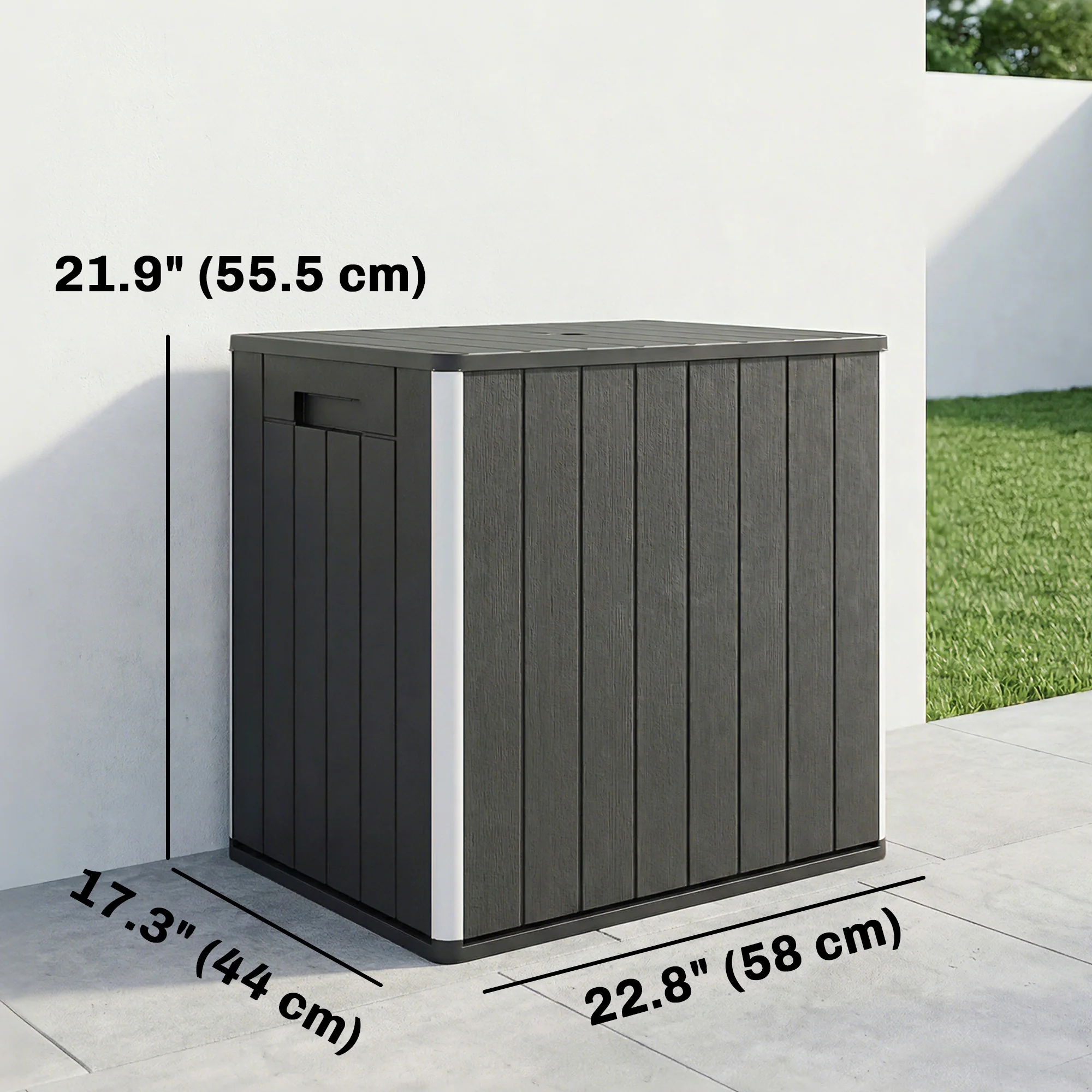 30 Gallon Outdoor Storage Box Side Table with Umbrella Holder - Image 5