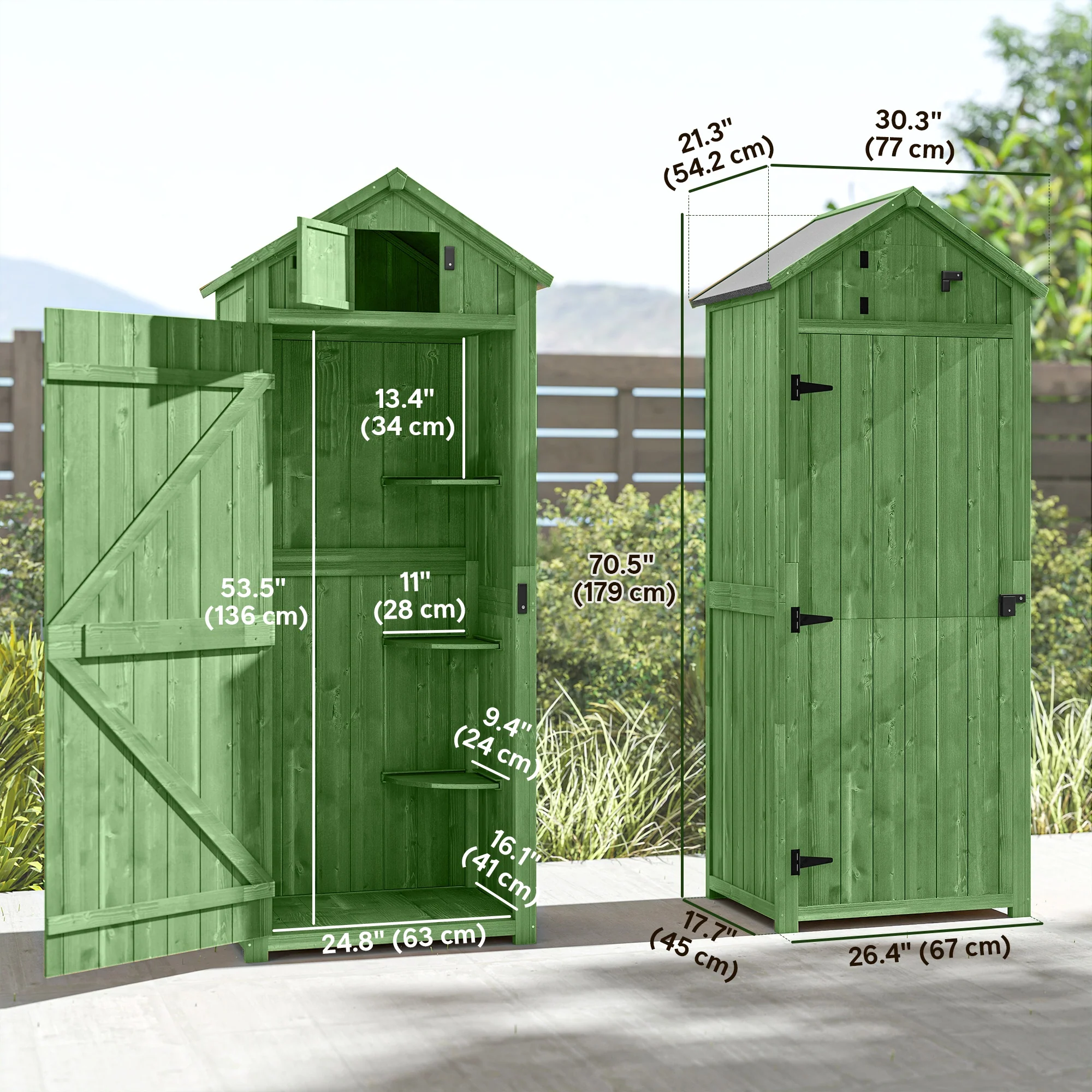 Durable Outdoor Garden Storage Shed with 3 Tier Shelves & Roof - Image 5