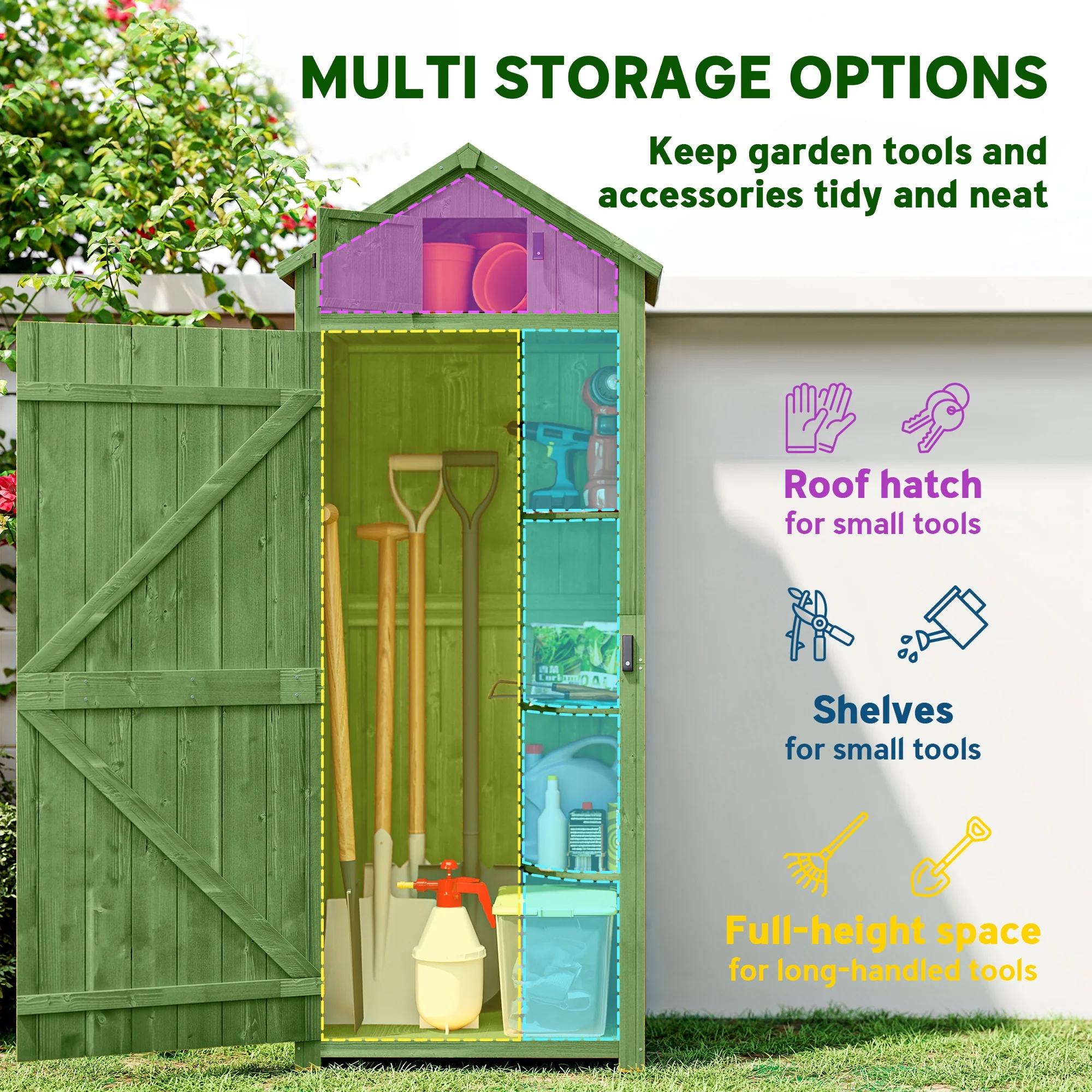 Durable Outdoor Garden Storage Shed with 3 Tier Shelves & Roof - Image 6