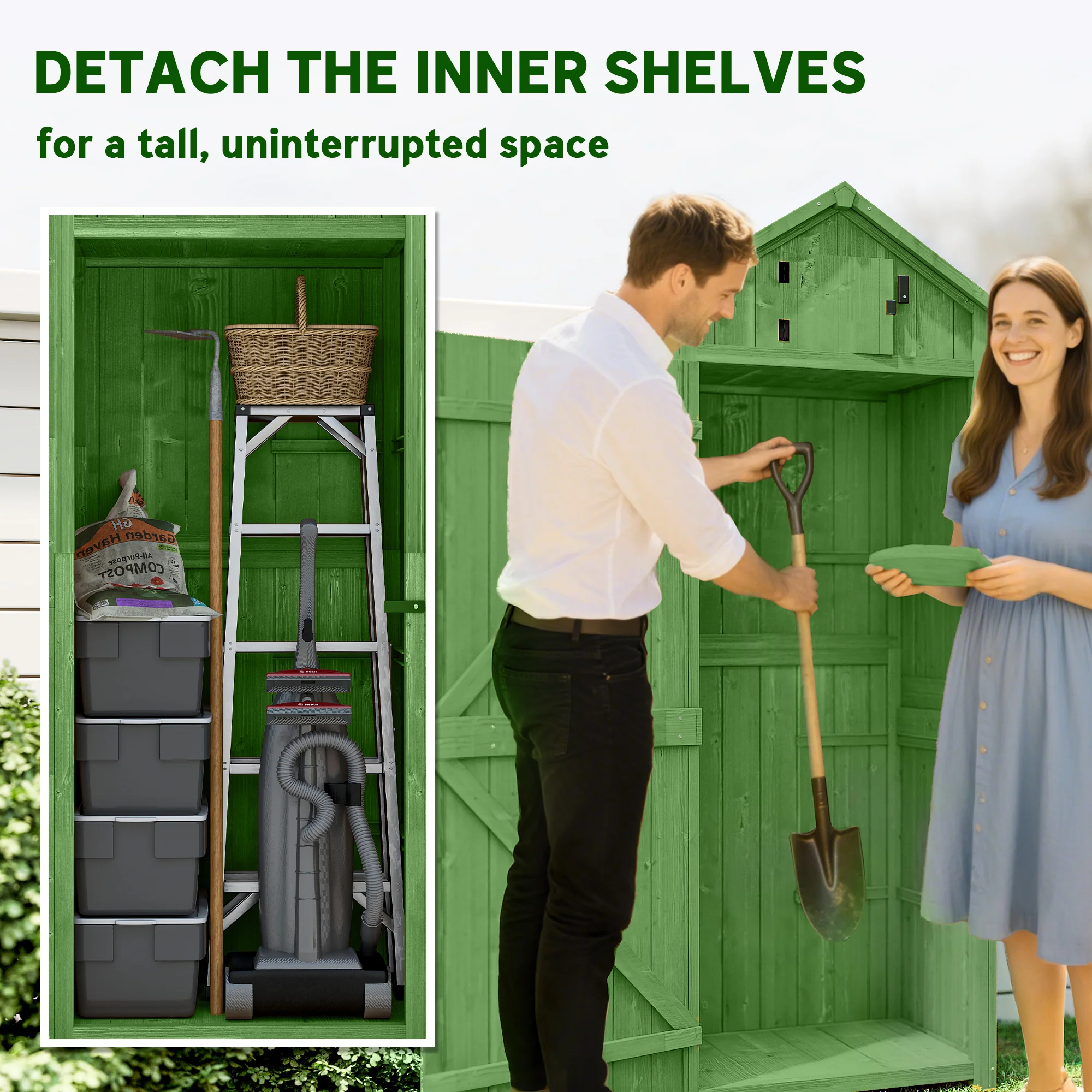 Durable Outdoor Garden Storage Shed with 3 Tier Shelves & Roof - Image 7