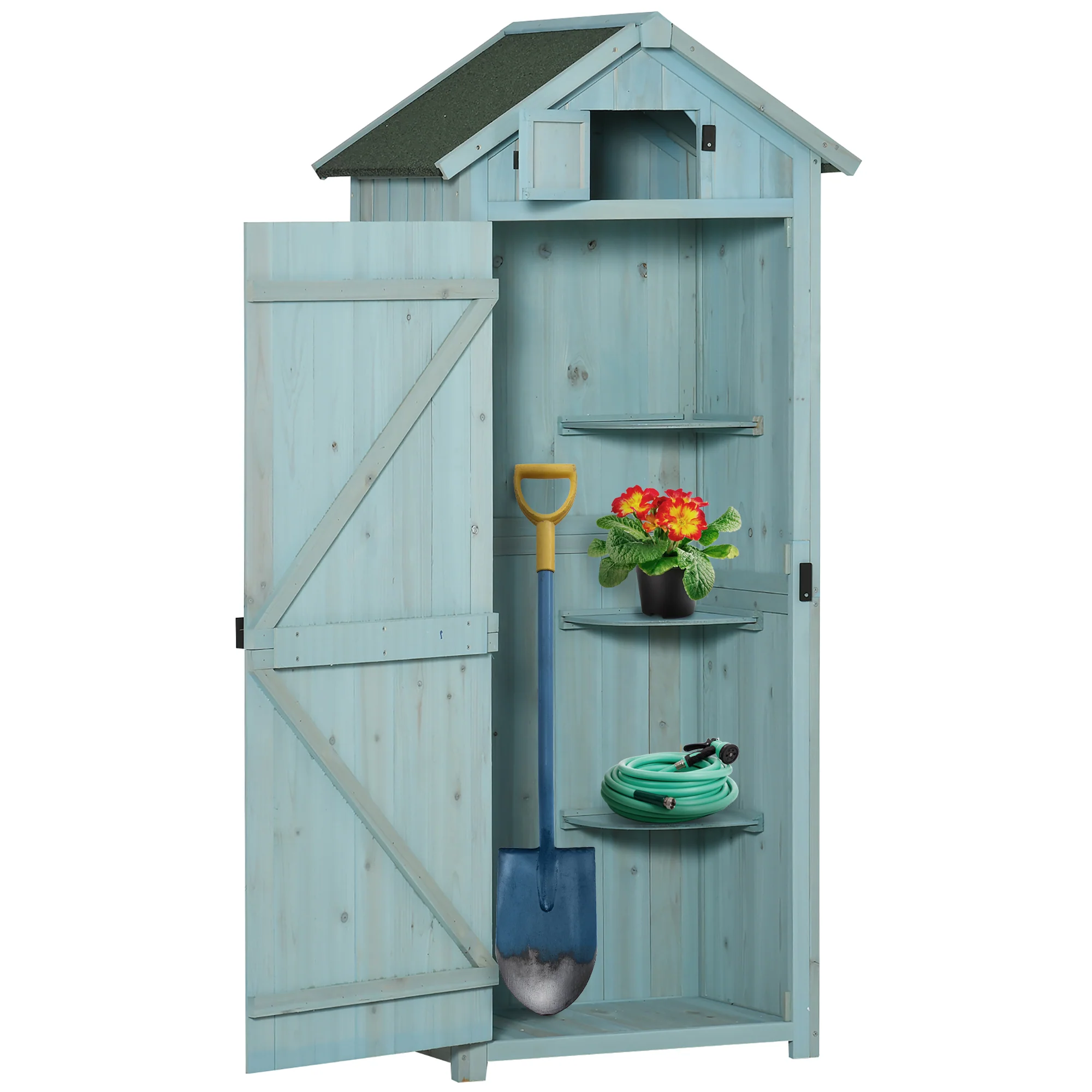Weatherproof Garden Storage Shed with Shelves & Roof