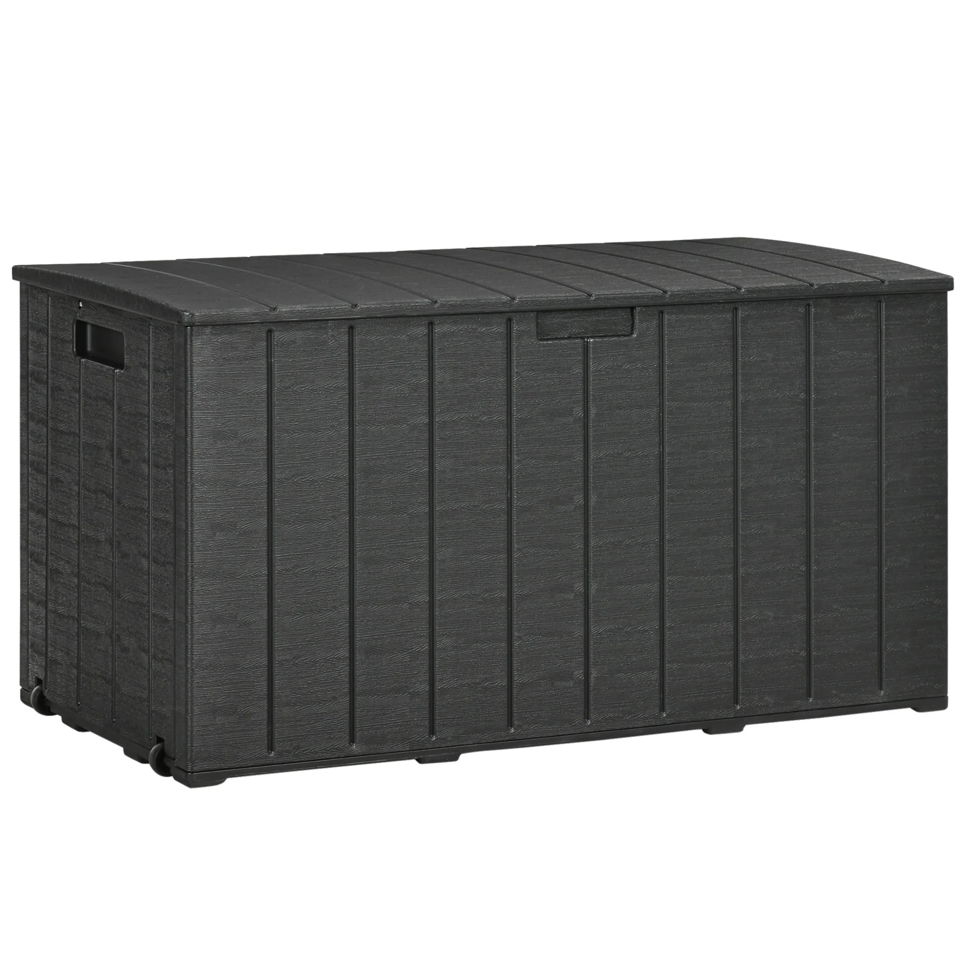 336L Heavy Duty Plastic Outdoor Storage Box with Wheels and Handles, Black - Image 12