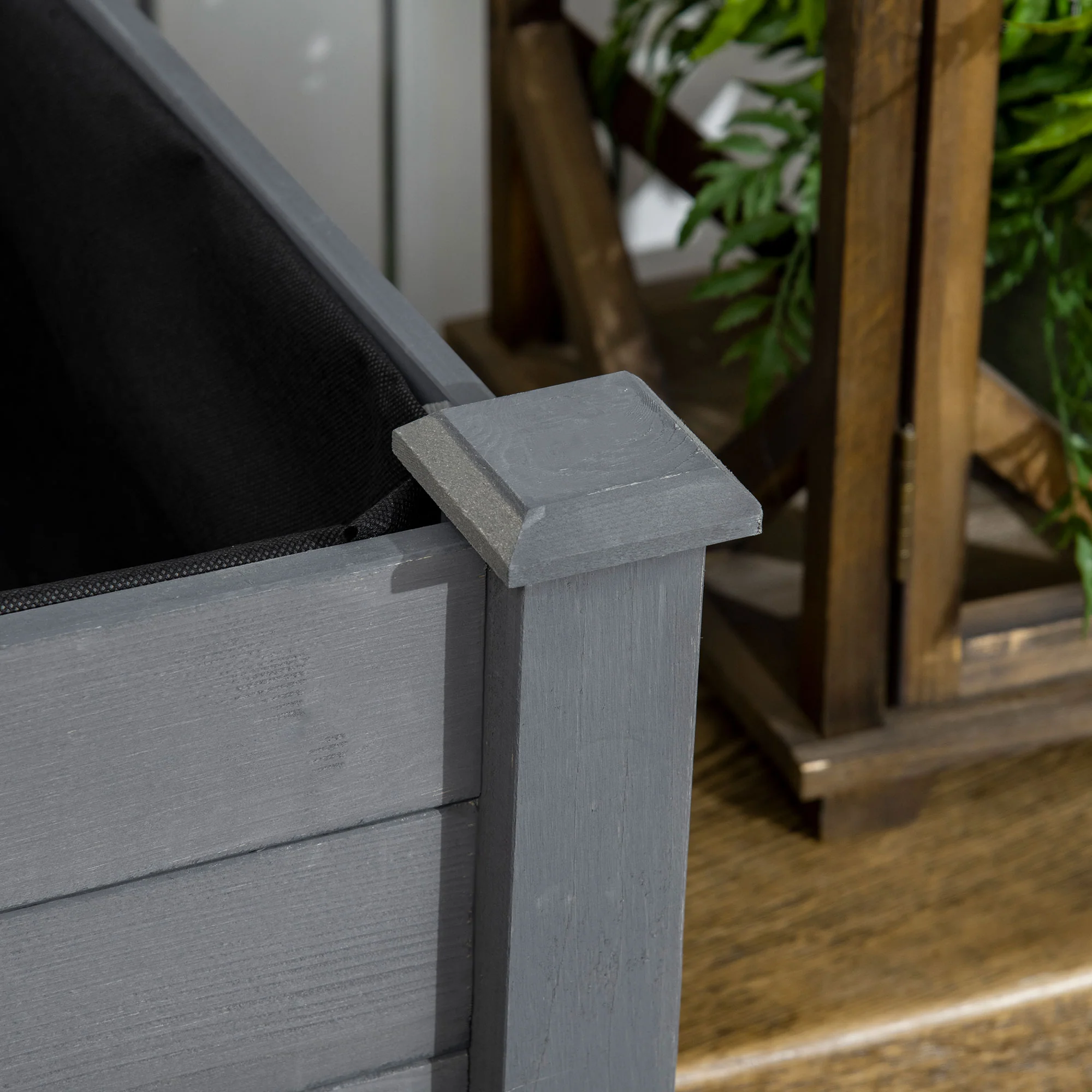 Wooden Raised Garden Bed with Inner Bag, 34" x 18" x 30", Dark Grey - Image 10