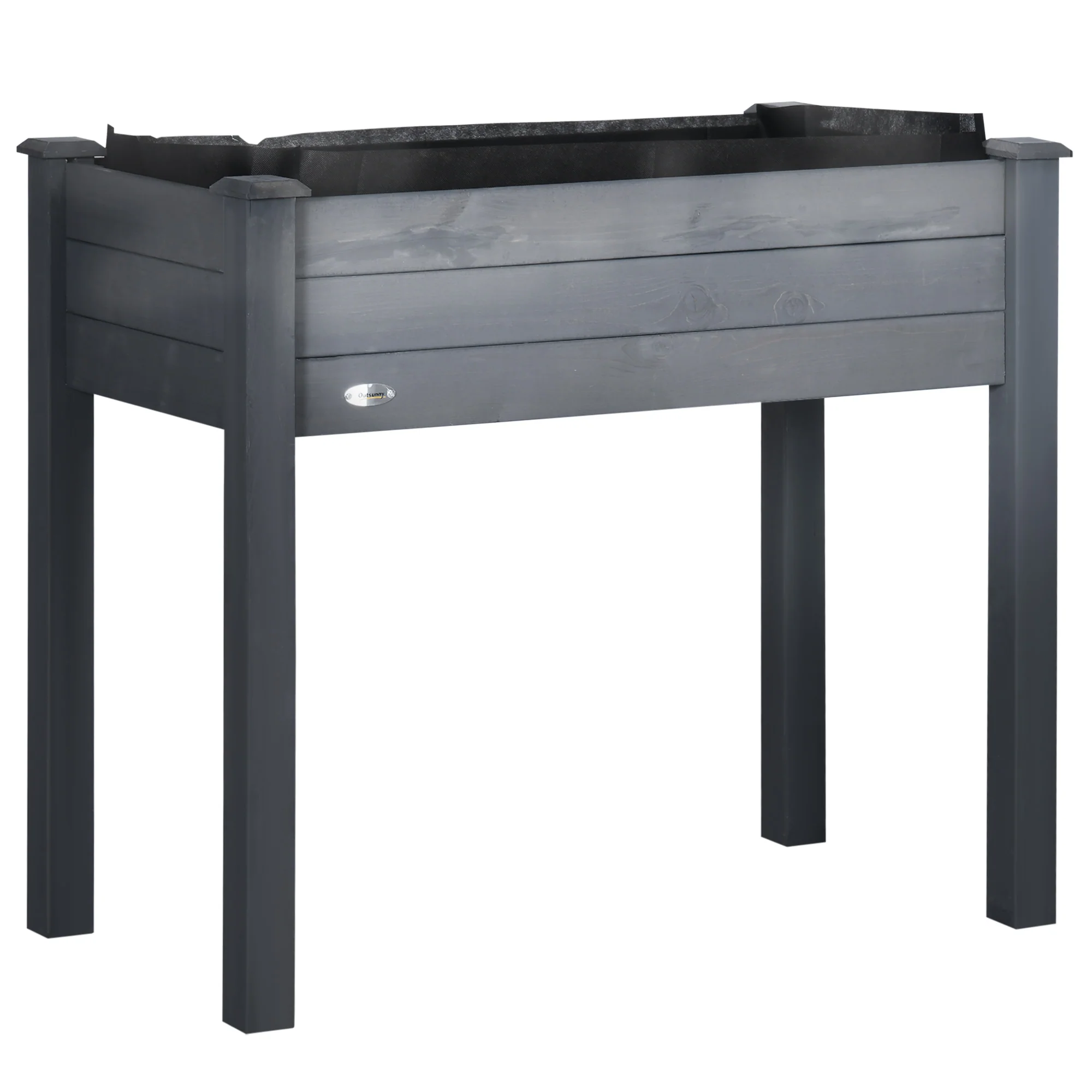 Wooden Raised Garden Bed with Inner Bag, 34" x 18" x 30", Dark Grey - Image 12