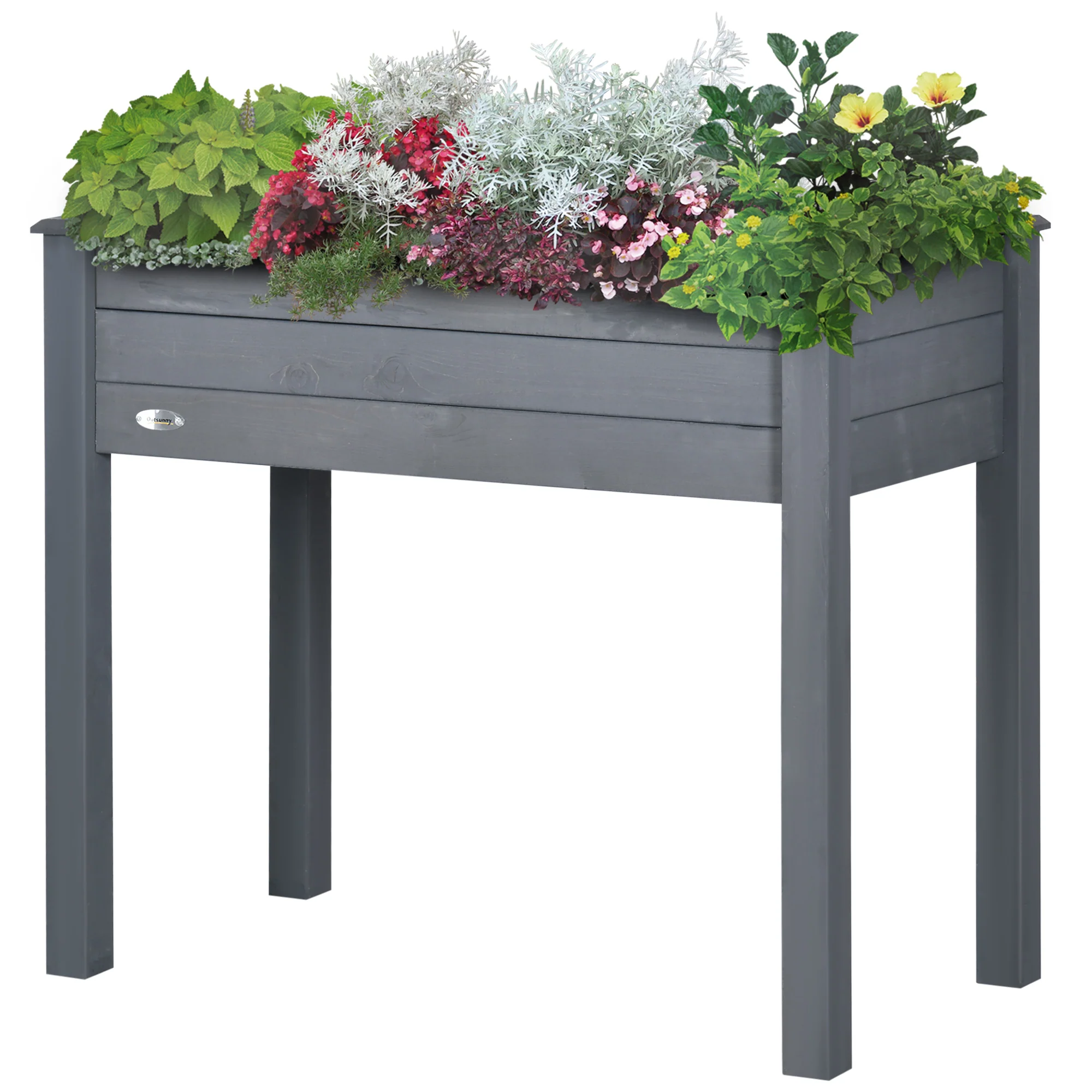 Wooden Raised Garden Bed with Inner Bag, 34" x 18" x 30", Dark Grey - Image 2