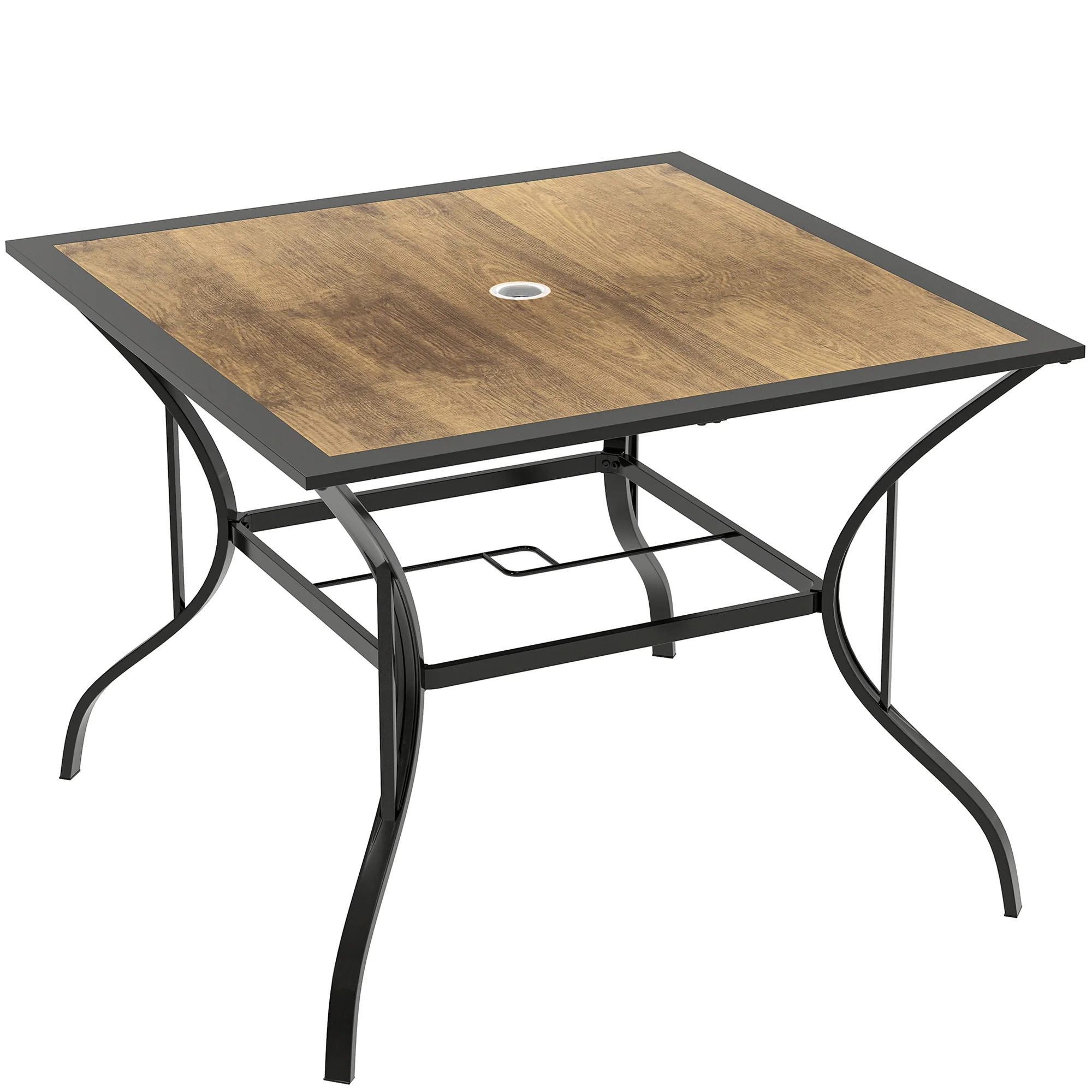 37" Garden Outdoor Dining Table for 4, Square Patio Table with Umbrella Hole, Mixed Brown - Image 12