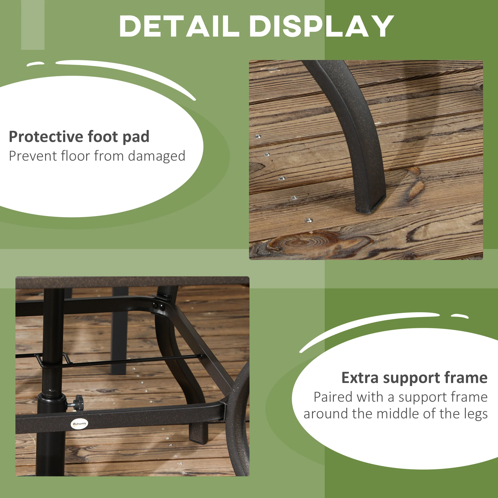 37" Garden Outdoor Dining Table for 4, Square Patio Table with Umbrella Hole, Mixed Brown - Image 9
