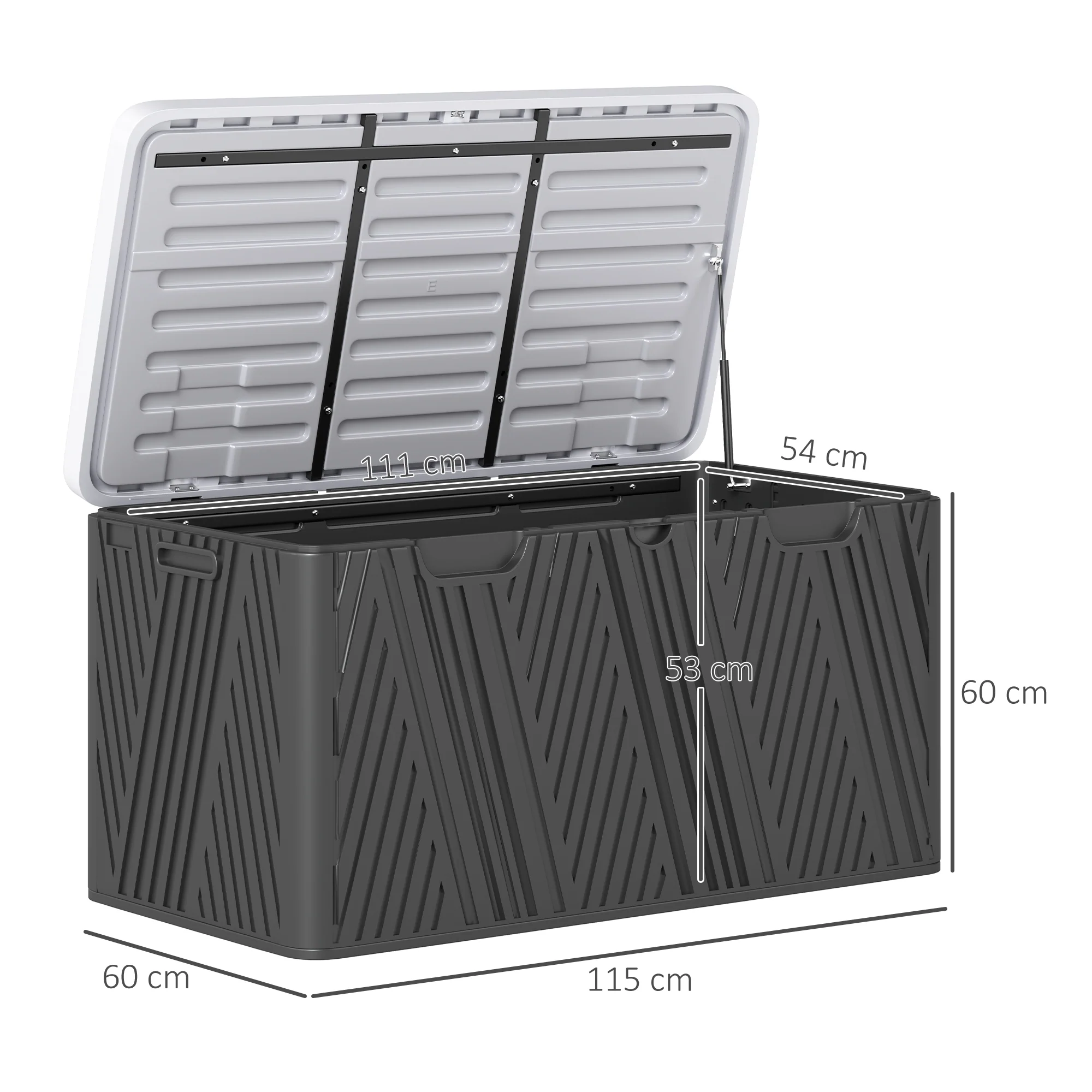 380L Waterproof Plastic Outdoor Storage Box, Lockable Garden Storage Box, Black - Image 5