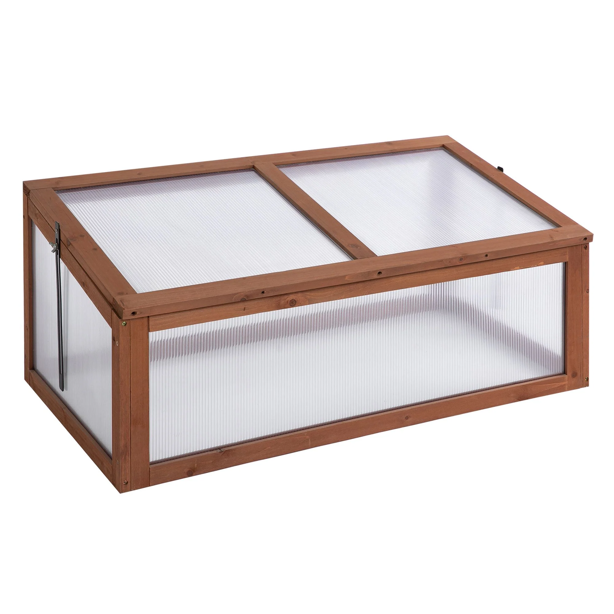 NookGrow Wooden Cold Frame with Tilted Polycarbonate Top, 39" x 26" x 16", Brown - Image 2
