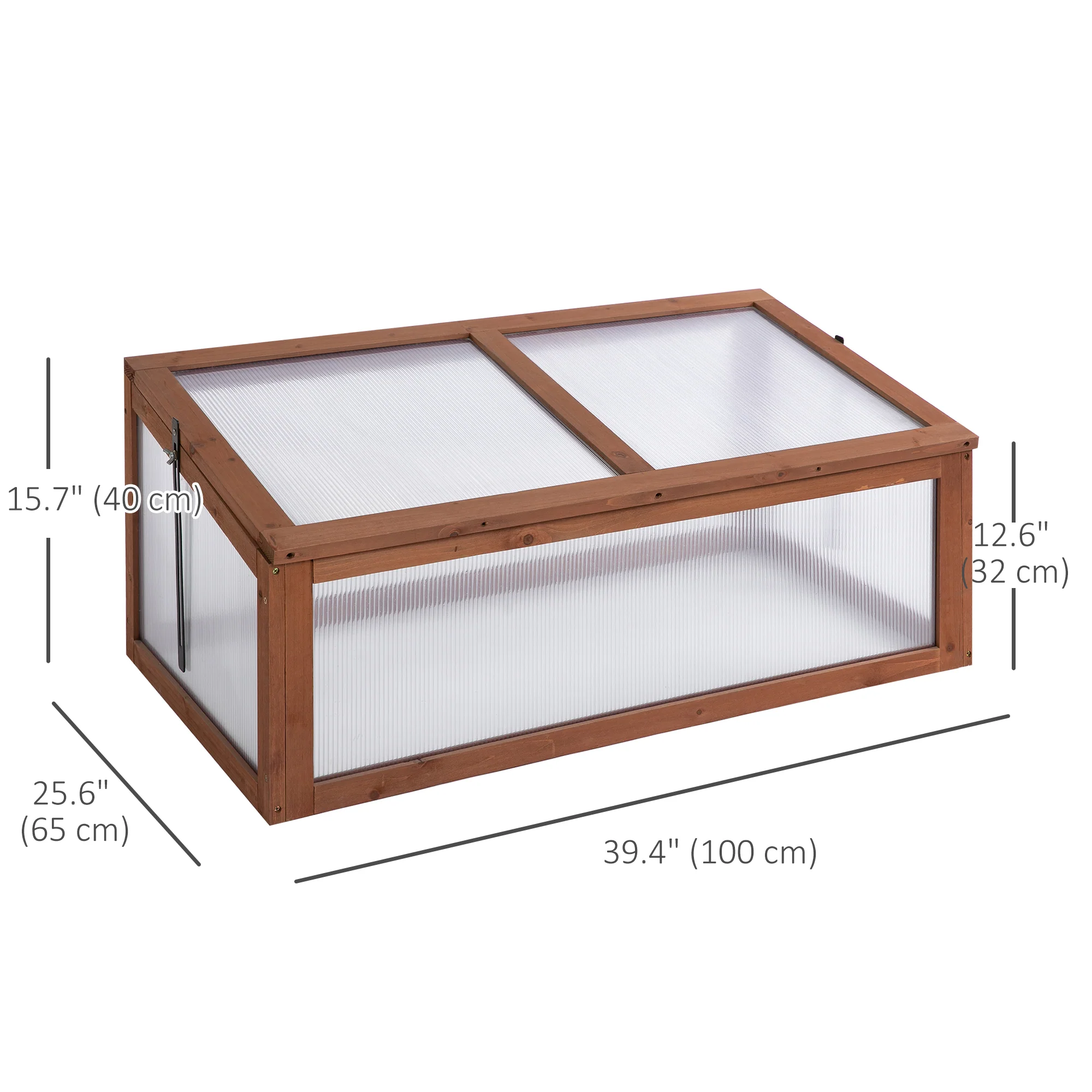 NookGrow Wooden Cold Frame with Tilted Polycarbonate Top, 39" x 26" x 16", Brown - Image 5