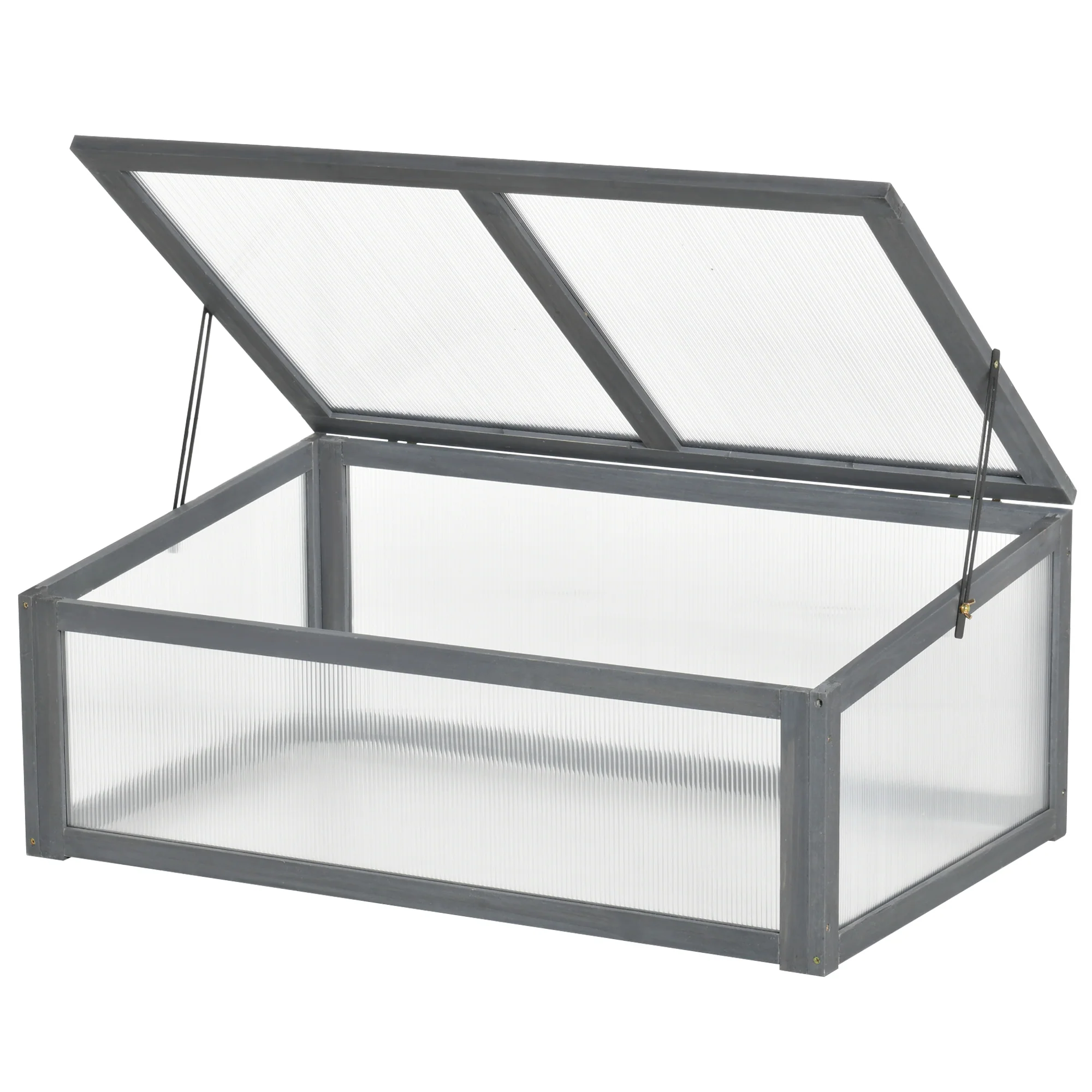 NookGrow Wooden Cold Frame with Tilted Polycarbonate Top, 39" x 26" x 16", Grey