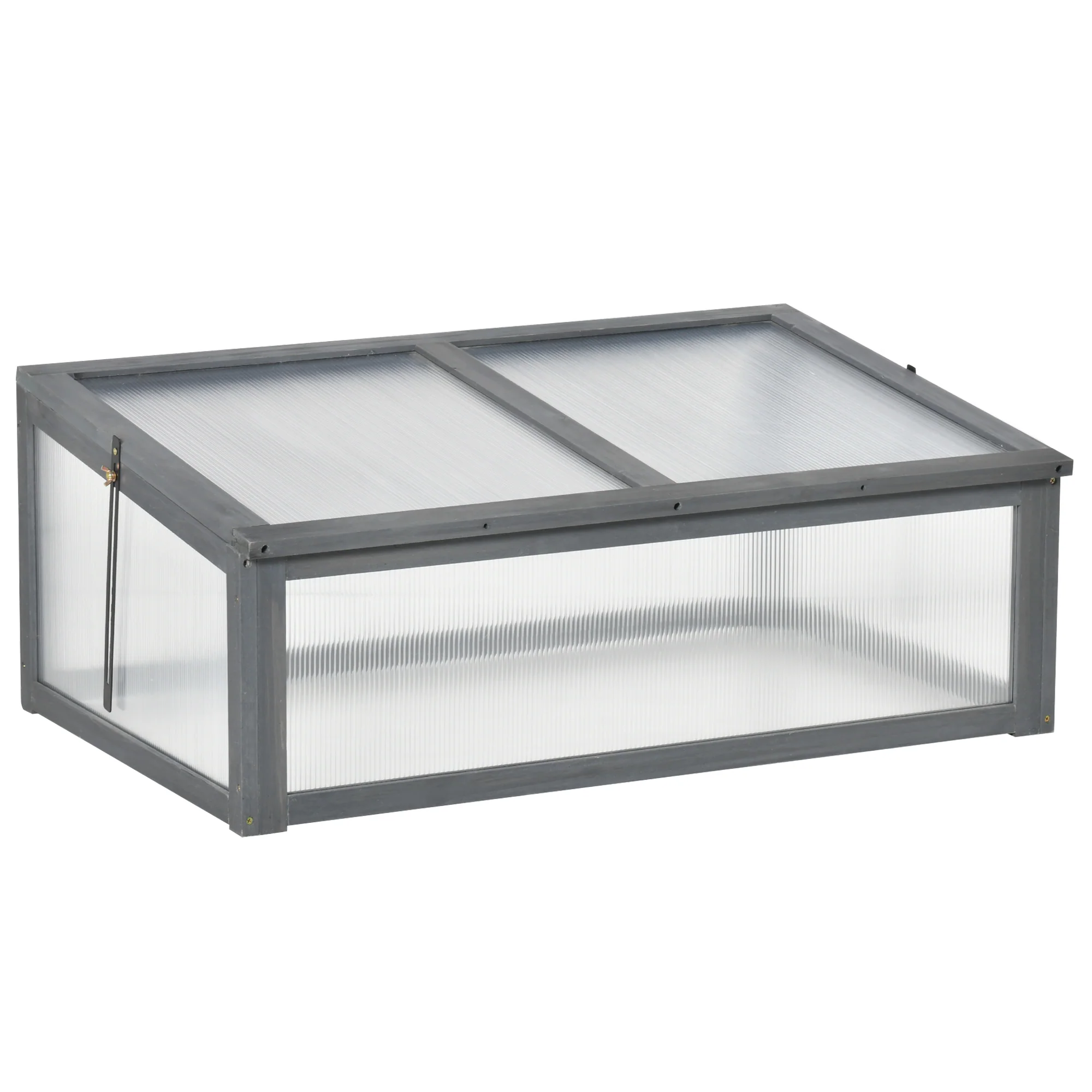 NookGrow Wooden Cold Frame with Tilted Polycarbonate Top, 39" x 26" x 16", Grey - Image 2