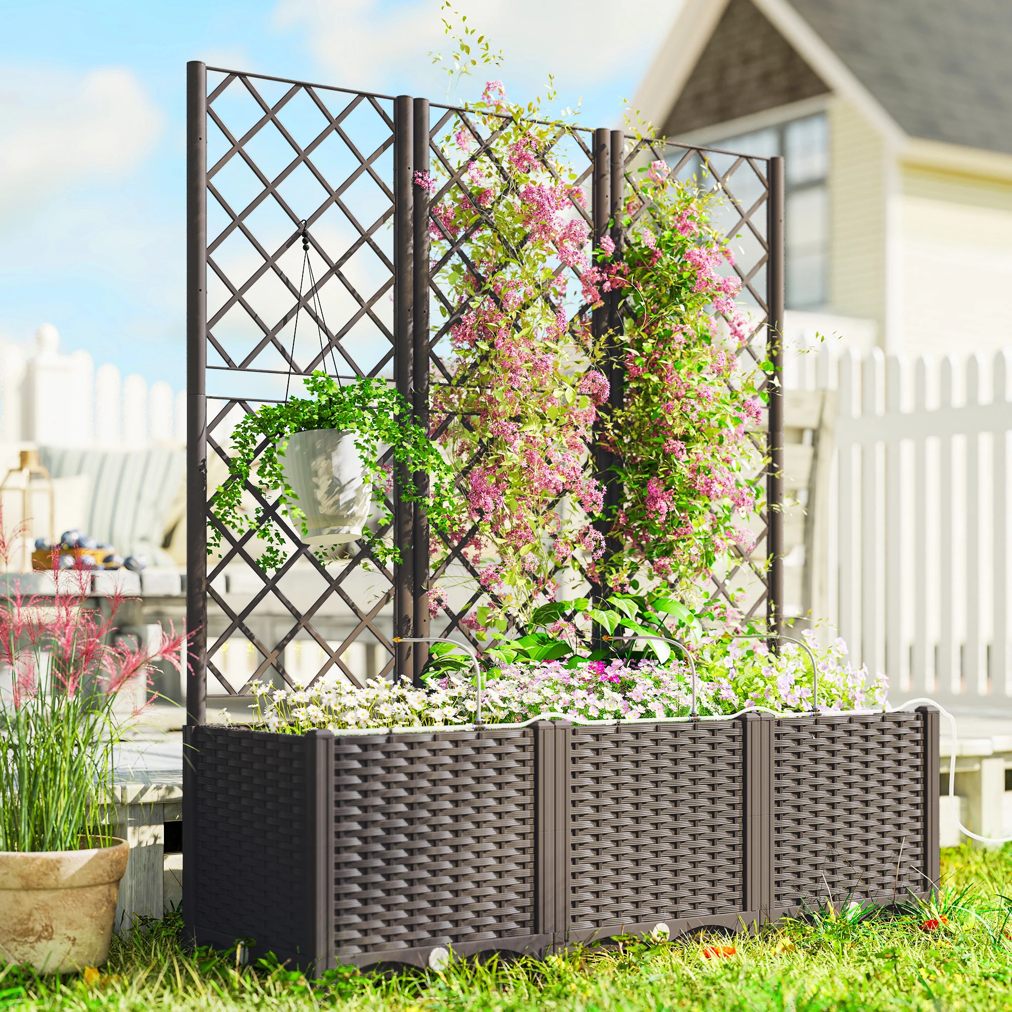 3PCS Self-Watering Planter Box with Trellis and Timer Kit - Image 11