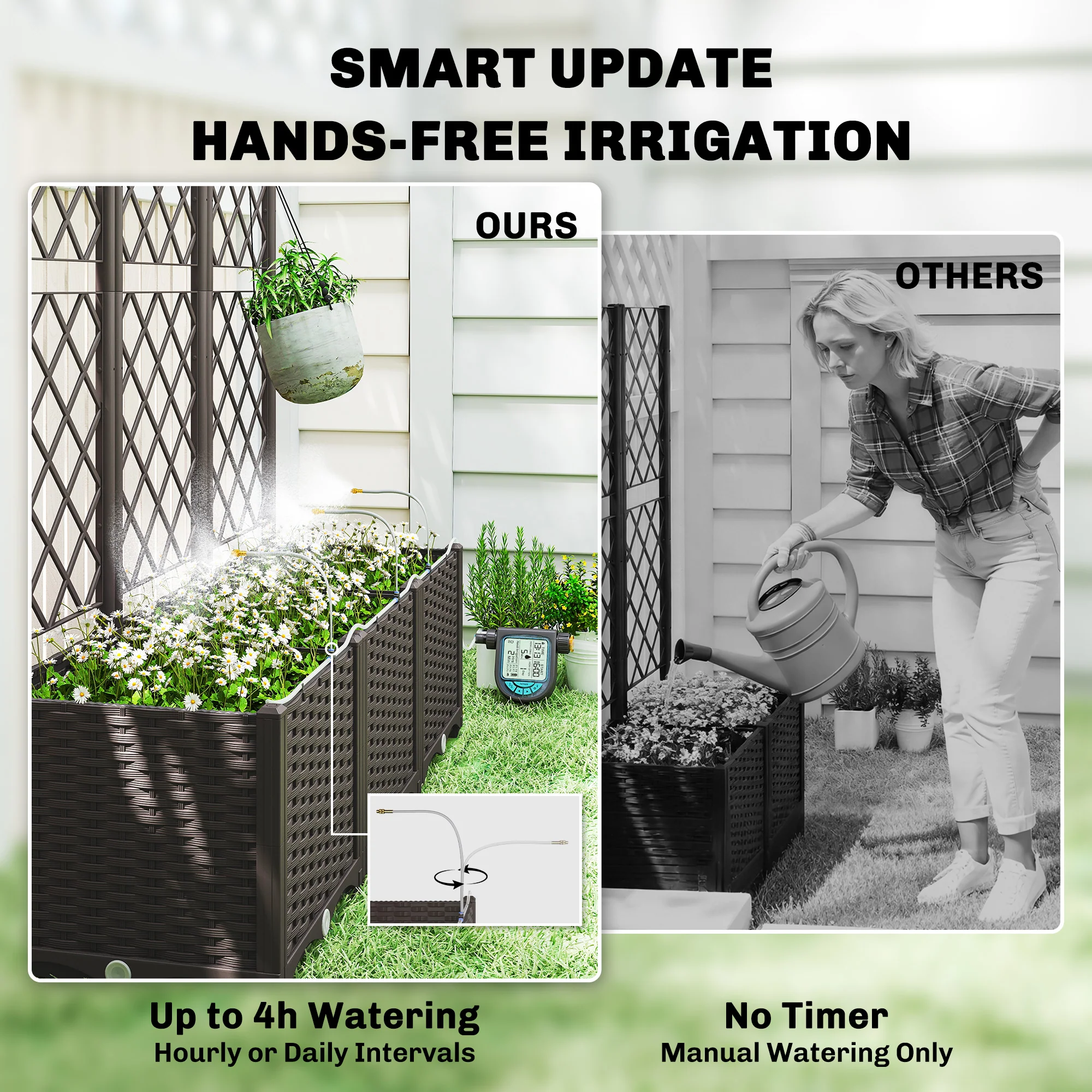 3PCS Self-Watering Planter Box with Trellis and Timer Kit - Image 6