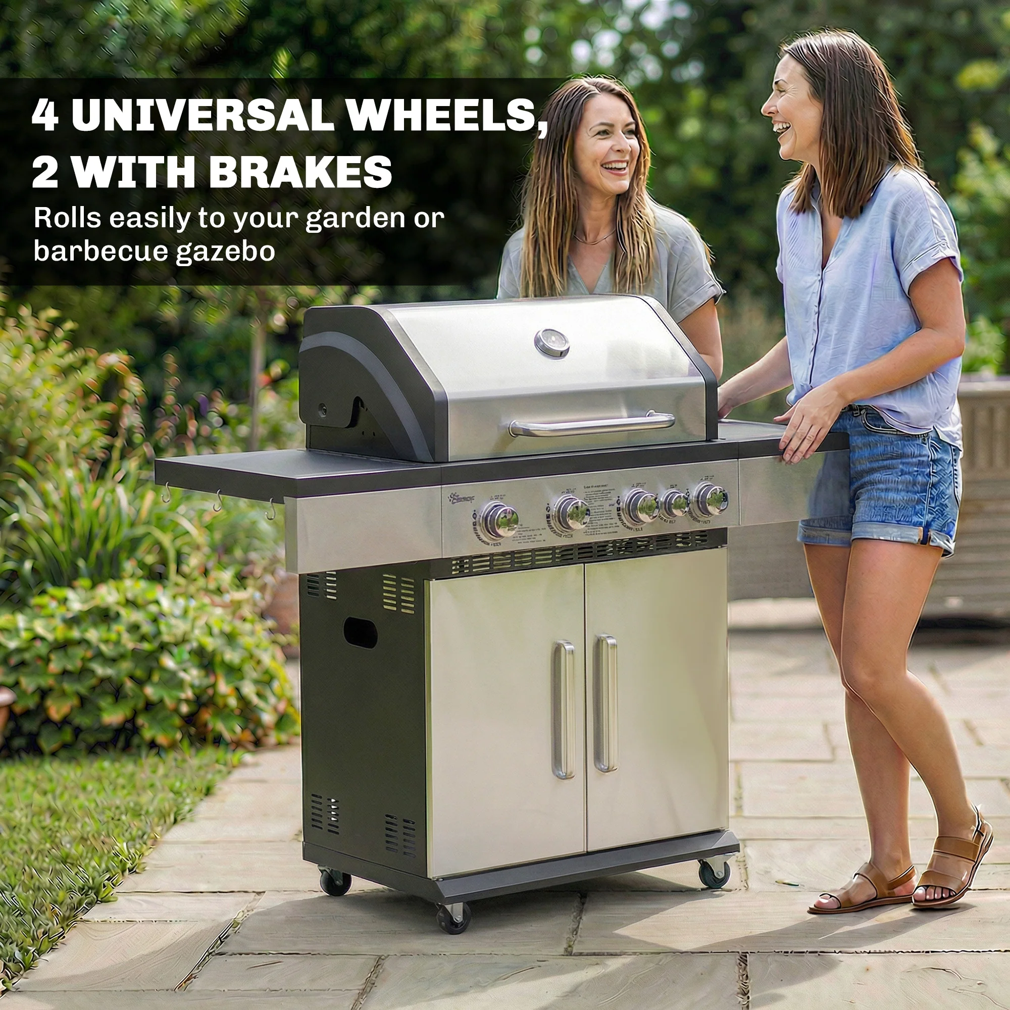 4+1 Burner Gas BBQ Grill with Side Burner and Storage Cabinet - Image 11