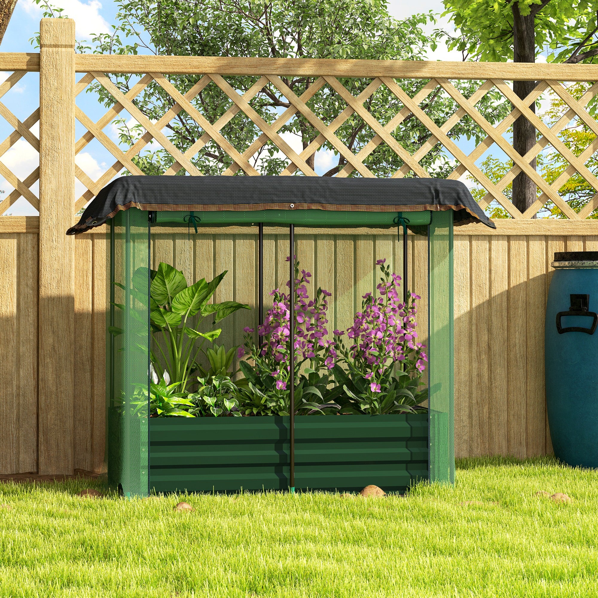 4.1' x 2.1' Galvanized Raised Garden Bed with Cover, Crop Cage with Shade Cloth, Green - Image 11