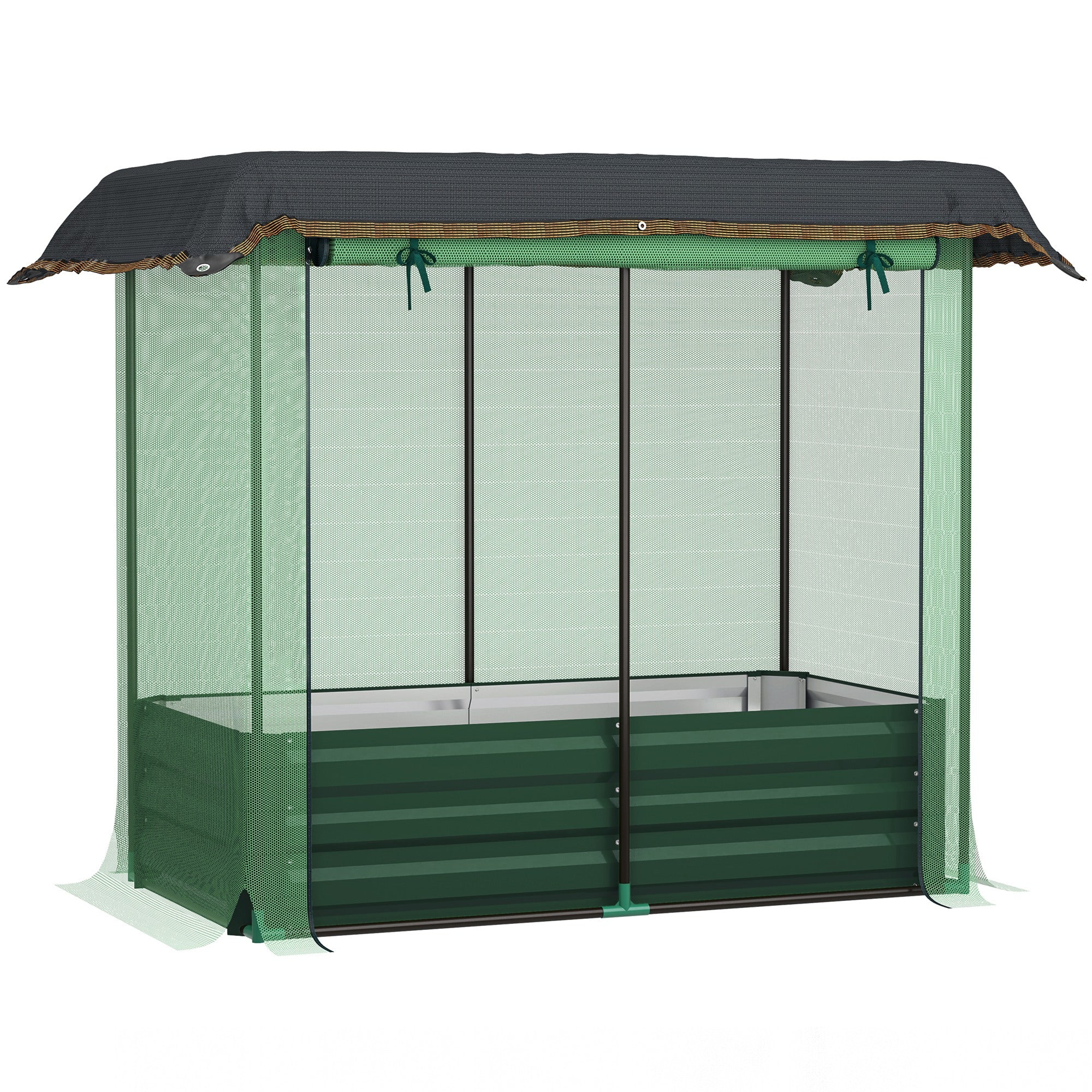 4.1' x 2.1' Galvanized Raised Garden Bed with Cover, Crop Cage with Shade Cloth, Green - Image 12