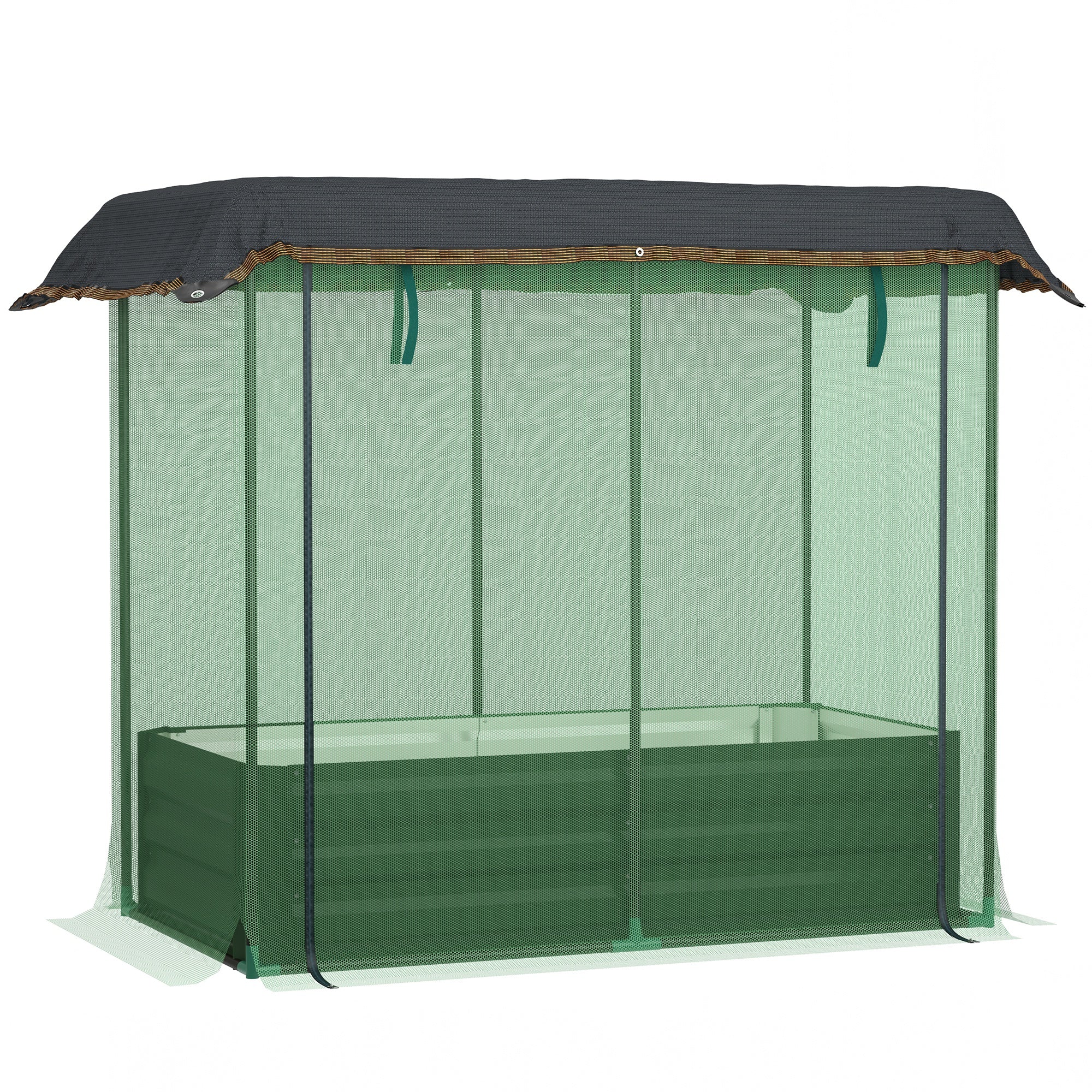 4.1' x 2.1' Galvanized Raised Garden Bed with Cover, Crop Cage with Shade Cloth, Green - Image 2