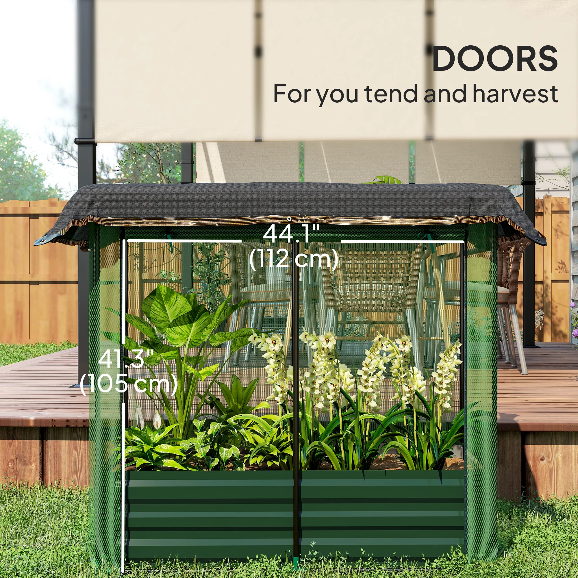 4.1' x 2.1' Galvanized Raised Garden Bed with Cover, Crop Cage with Shade Cloth, Green - Image 8