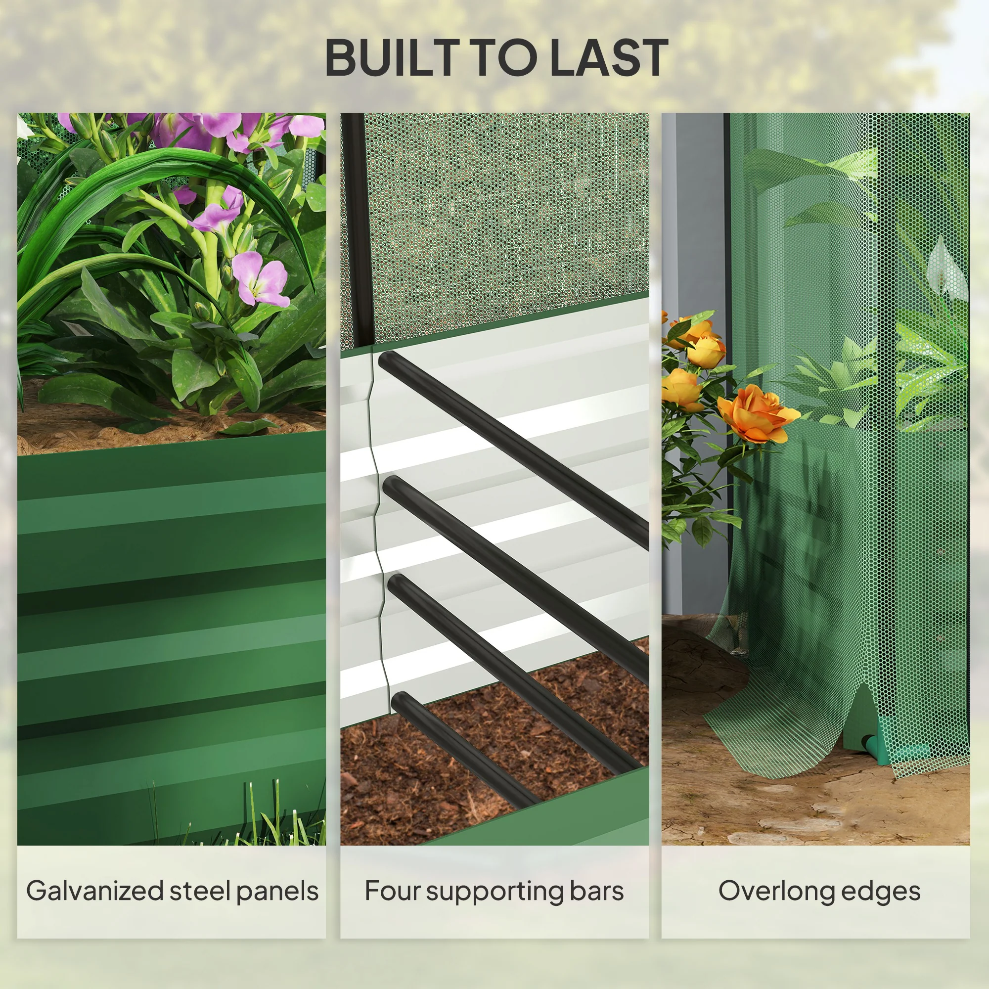 4.1' x 2.1' Galvanized Raised Garden Bed with Cover, Crop Cage with Shade Cloth, Green - Image 9