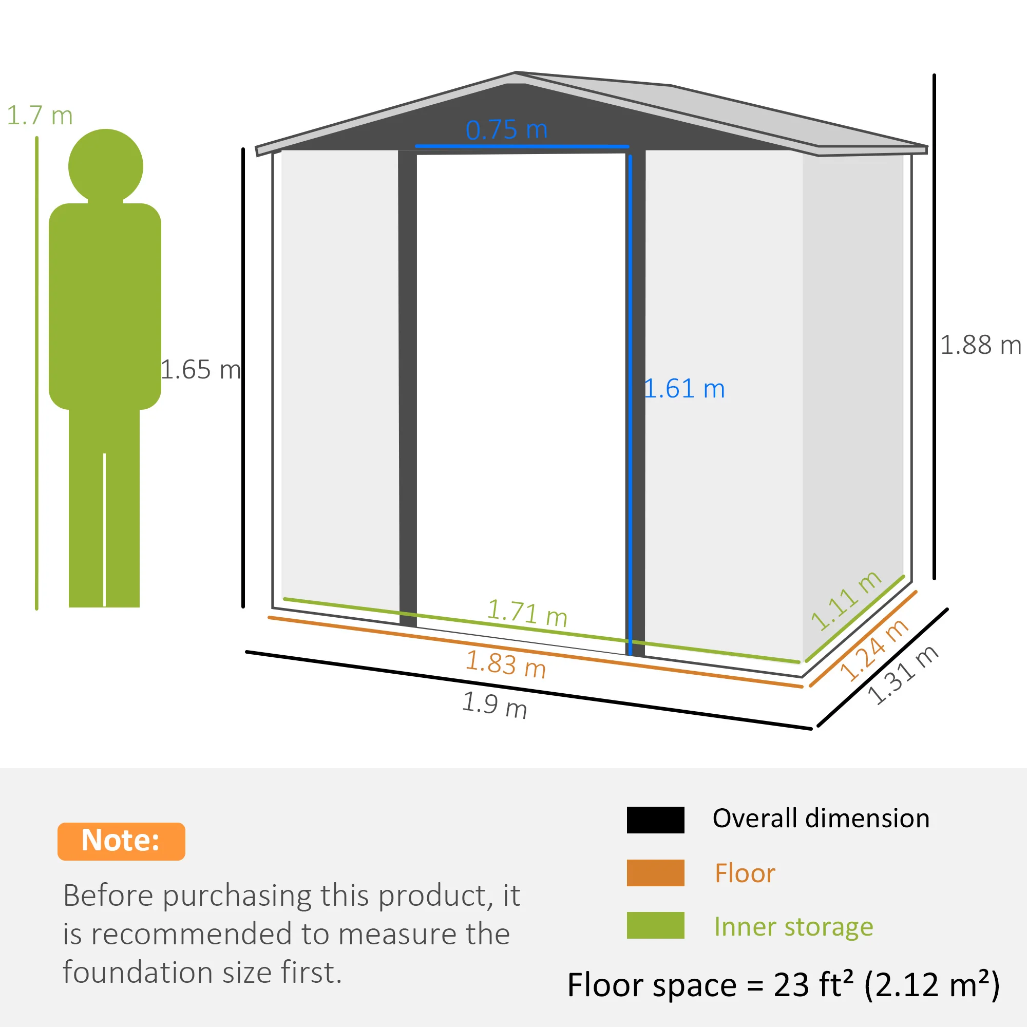 4.3 x 6.2 ft Garden Shed w/ Ventilation Slots, Lockable Door and Gloves for Garden, Patio, Oak - Image 5