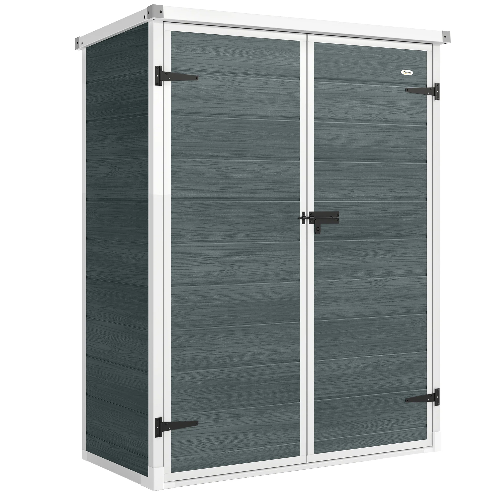 4.4' x 2.3' Plastic Garden Shed with Shelves and Floor, Distressed Grey - Image 12