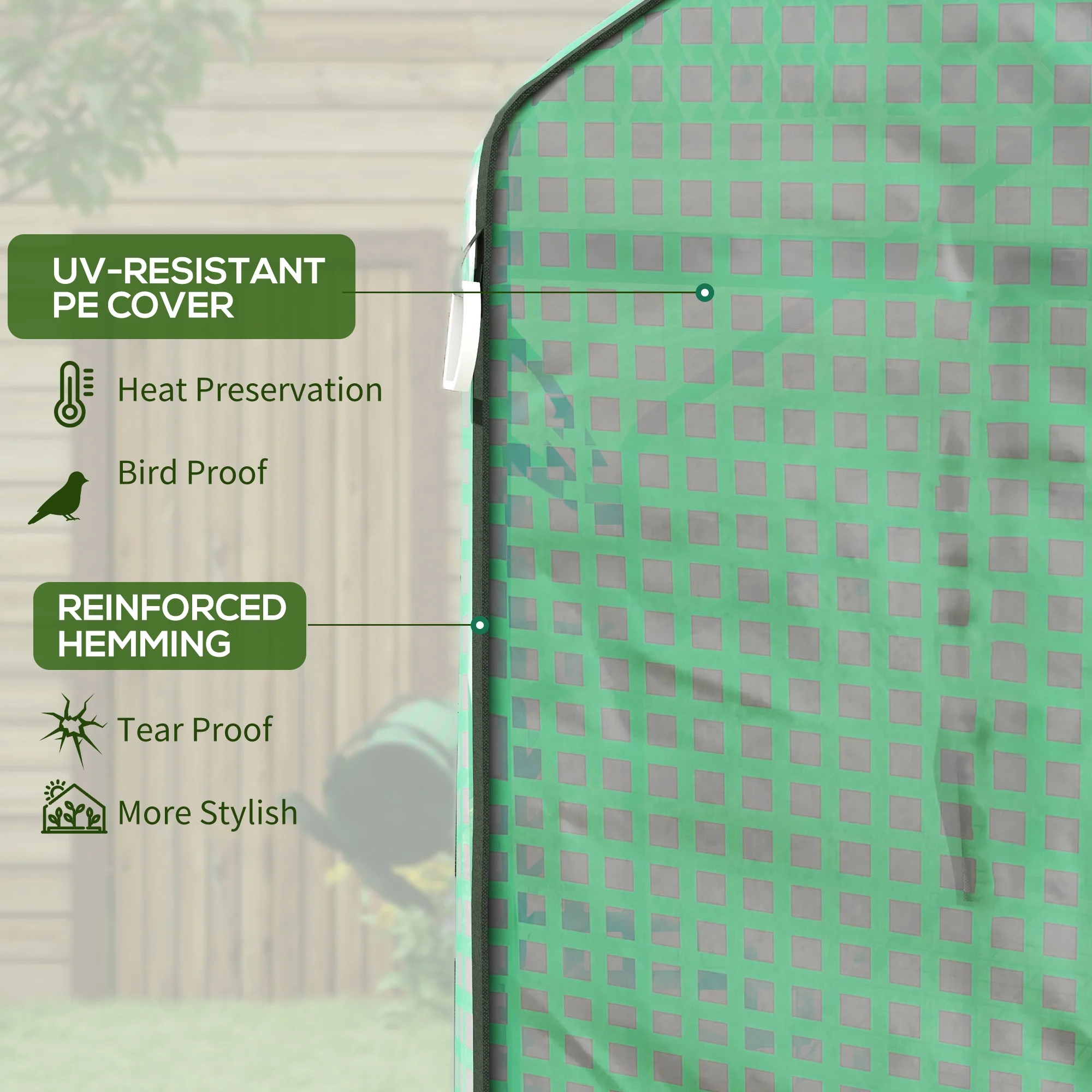 4.6' x 4.7' x 6.2' Walk-in Greenhouse with 8 Shelves & PE Cover, Green - Image 7