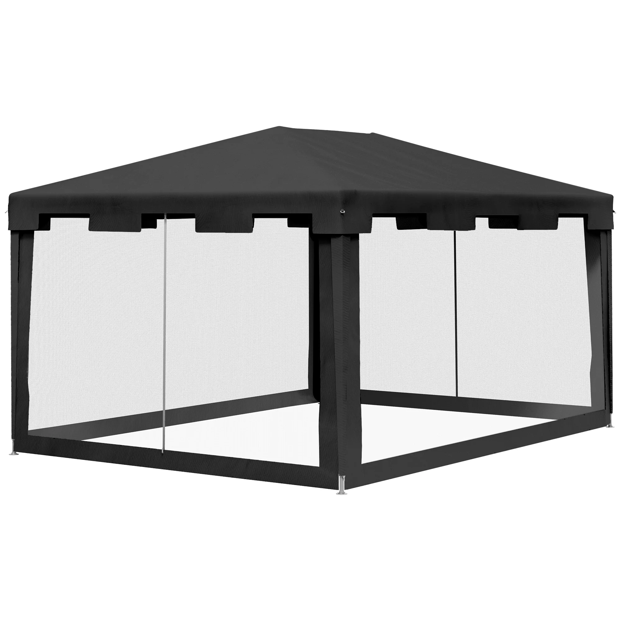 4 x 3 m Gazebo Canopy Party Tent with Mesh Sidewalls for Outdoor Event, Dark Grey - Image 2