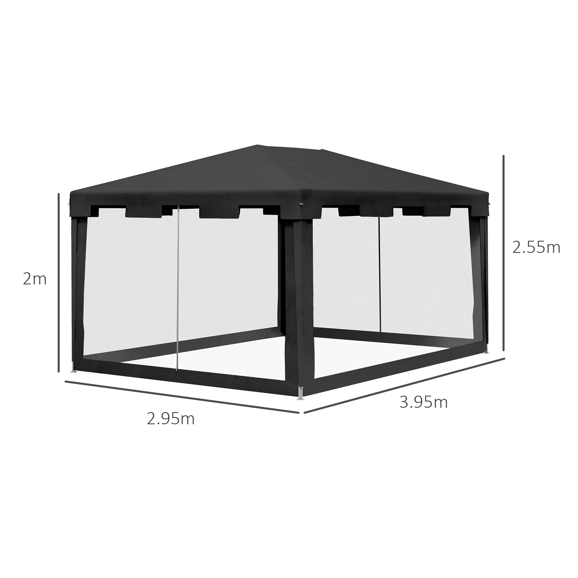 4 x 3 m Gazebo Canopy Party Tent with Mesh Sidewalls for Outdoor Event, Dark Grey - Image 5