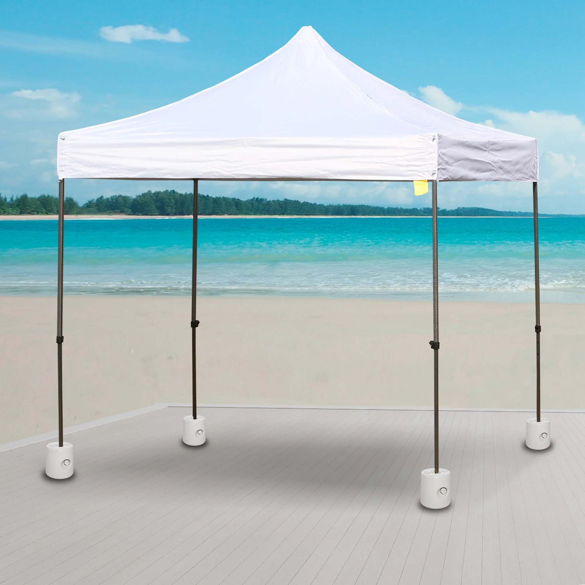 4 Pack 36kg Gazebo Weights, Canopy Tent Weights w/ Rapid Clip, Water & Sand Filled, White - Image 4