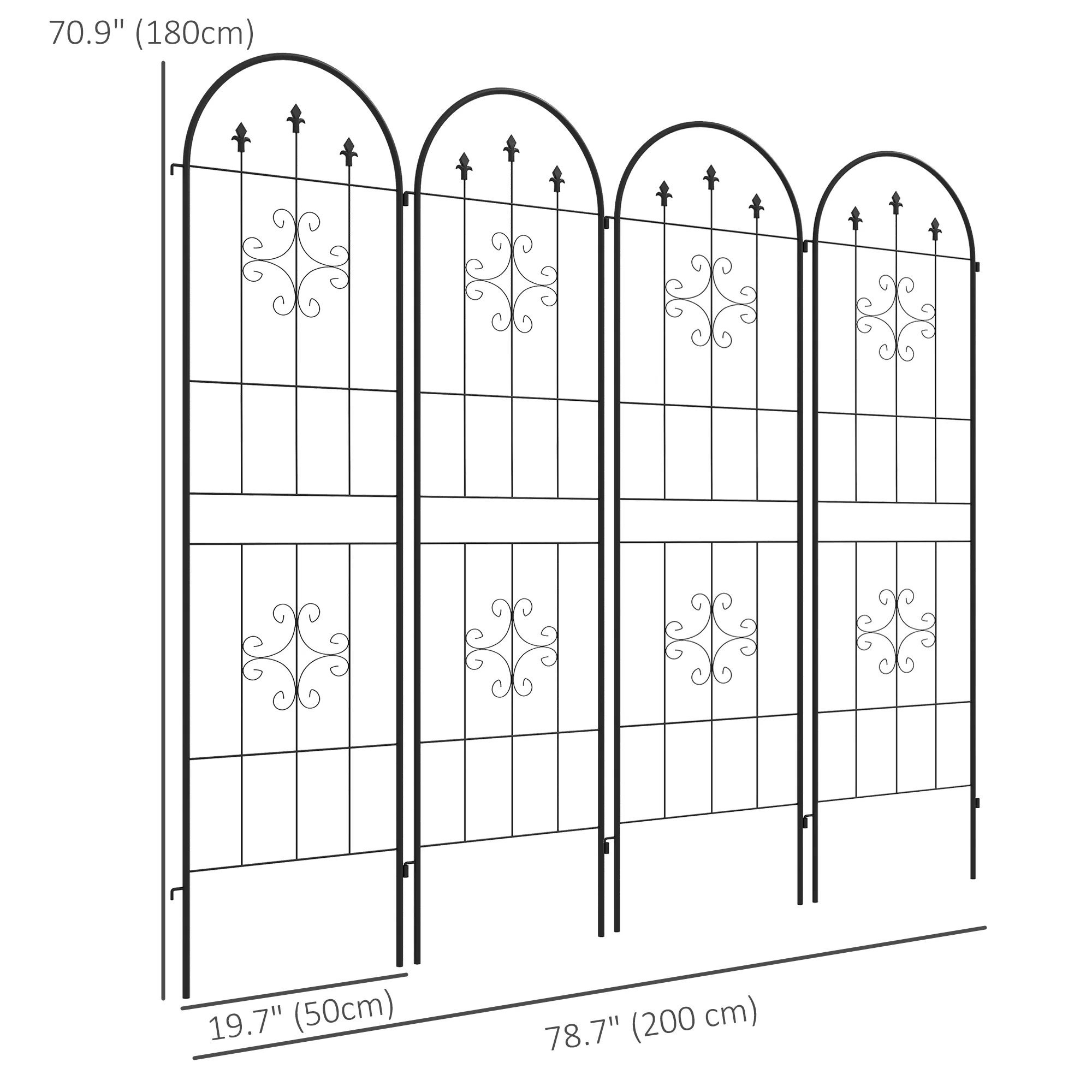 4-Pack 20" x 71" Metal Garden Trellis with Arrow Design - Image 5