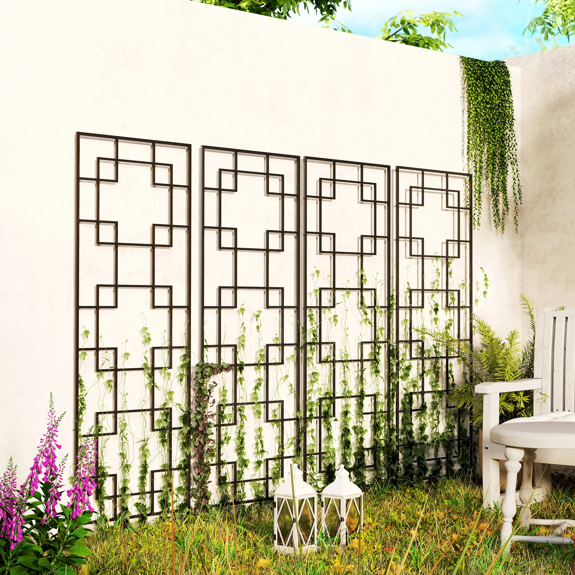 4-Pack 72" Metal Garden Trellis for Climbing Plants - Image 3