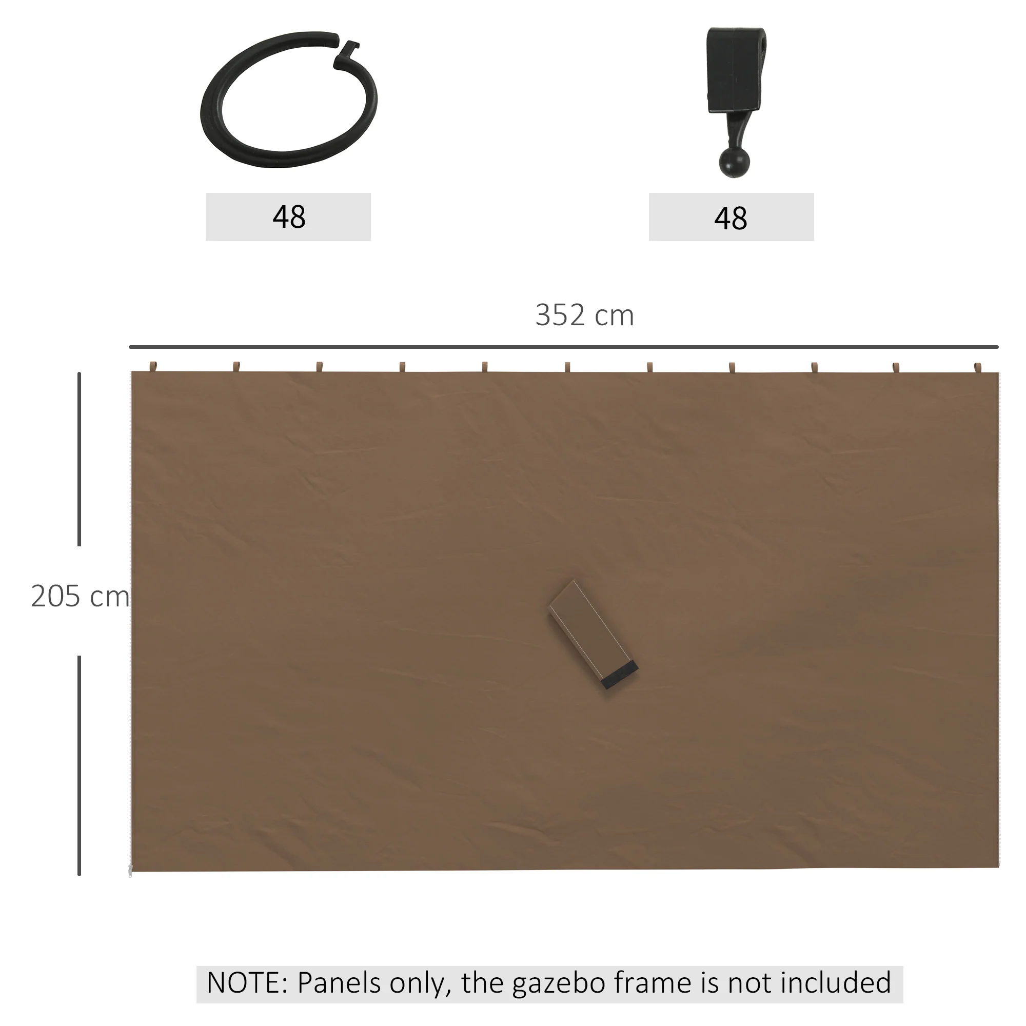4 Pack Replacement Gazebo Privacy Panel for Most 3 x 4m Gazebo Canopy Pavillion, Dark Brown - Image 5