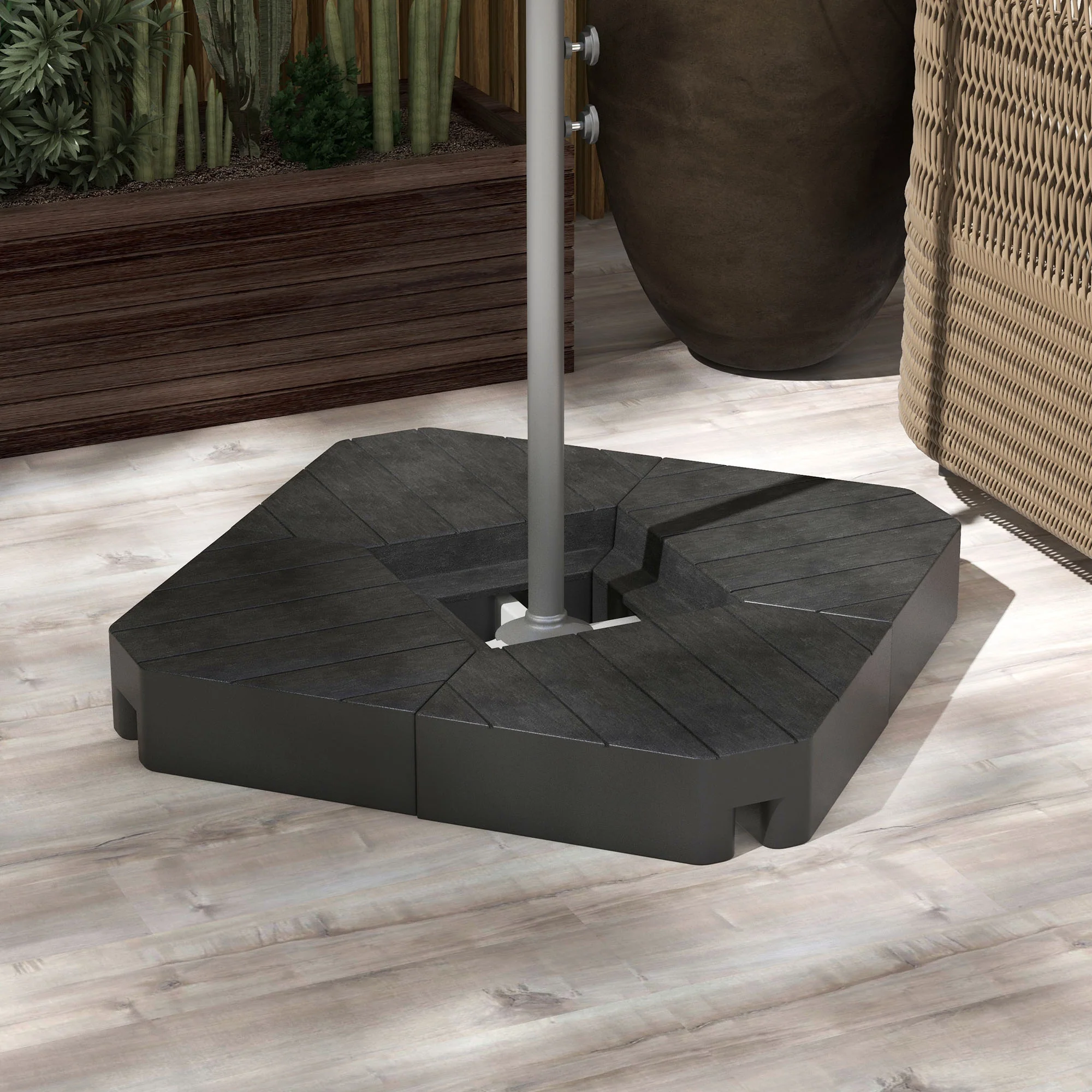 4-Piece Cantilever Umbrella Weight Set (176lb Sand Capacity), Black - Image 3