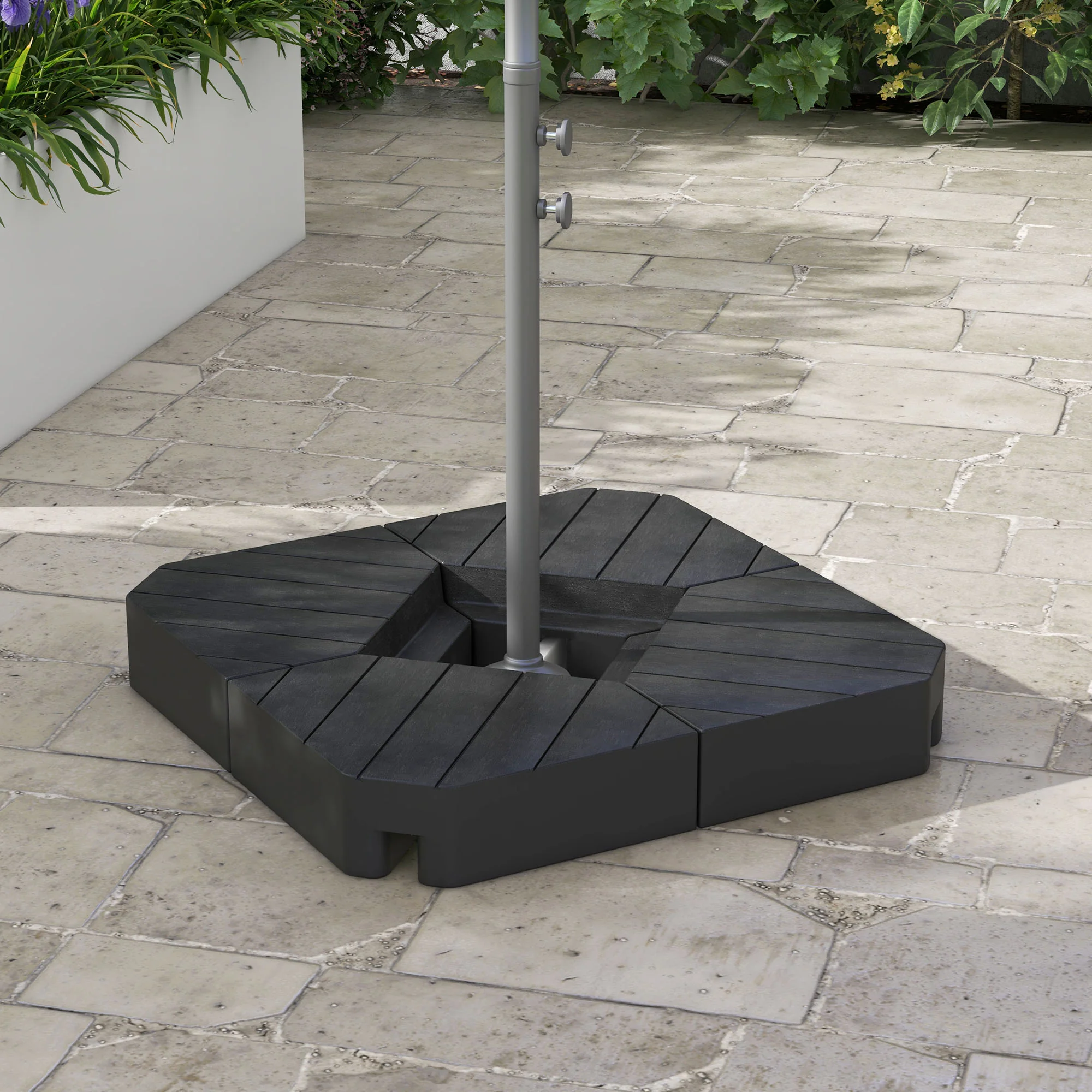 4-Piece Cantilever Umbrella Weight Set (176lb Sand Capacity), Black - Image 4