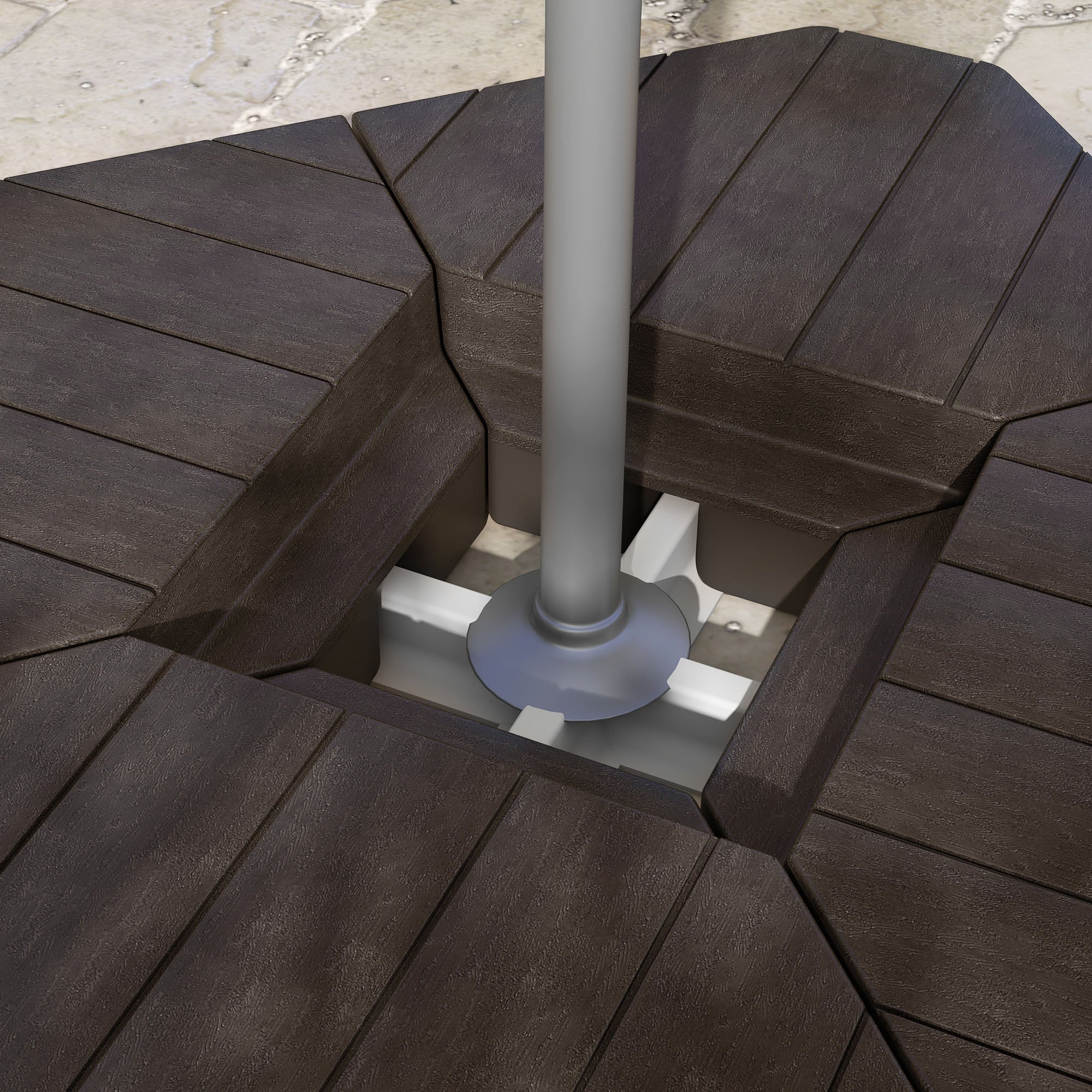 4-Piece Cantilever Umbrella Weight Set, Filled Up to 176lb Sand/ 132lb Water, Brown - Image 11