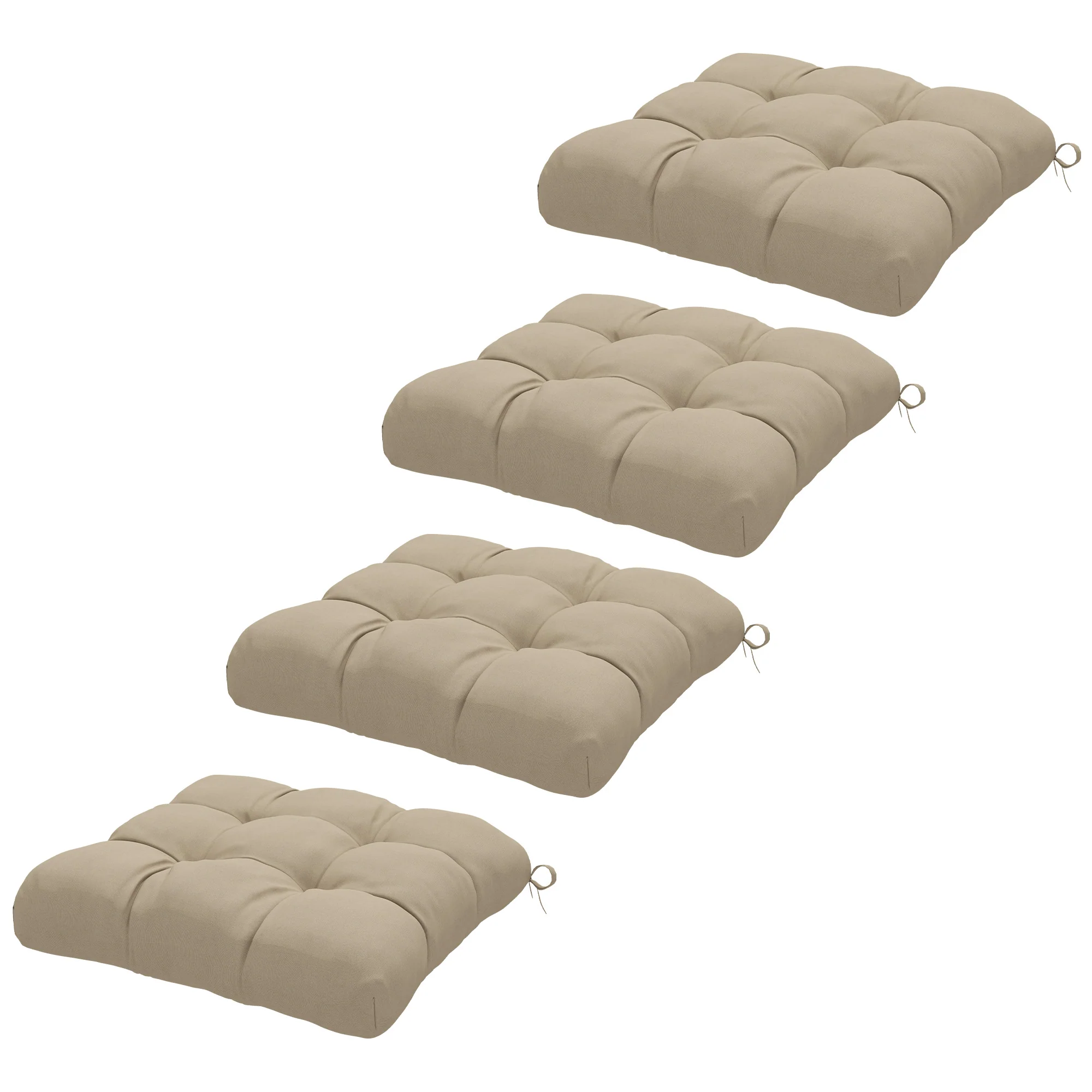 4-Piece Patio Chair Cushions Set with Ties, 19" x 19" x 4" - Image 2