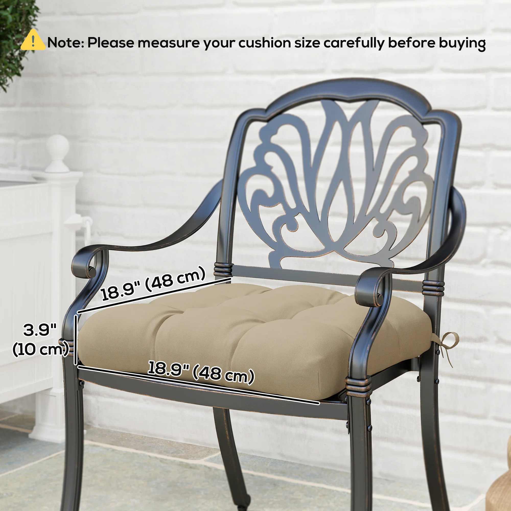 4-Piece Patio Chair Cushions Set with Ties, 19" x 19" x 4" - Image 5