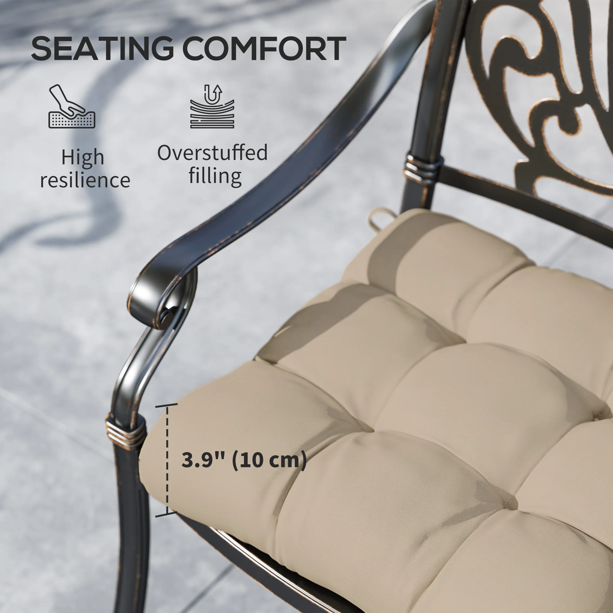 4-Piece Patio Chair Cushions Set with Ties, 19" x 19" x 4" - Image 8