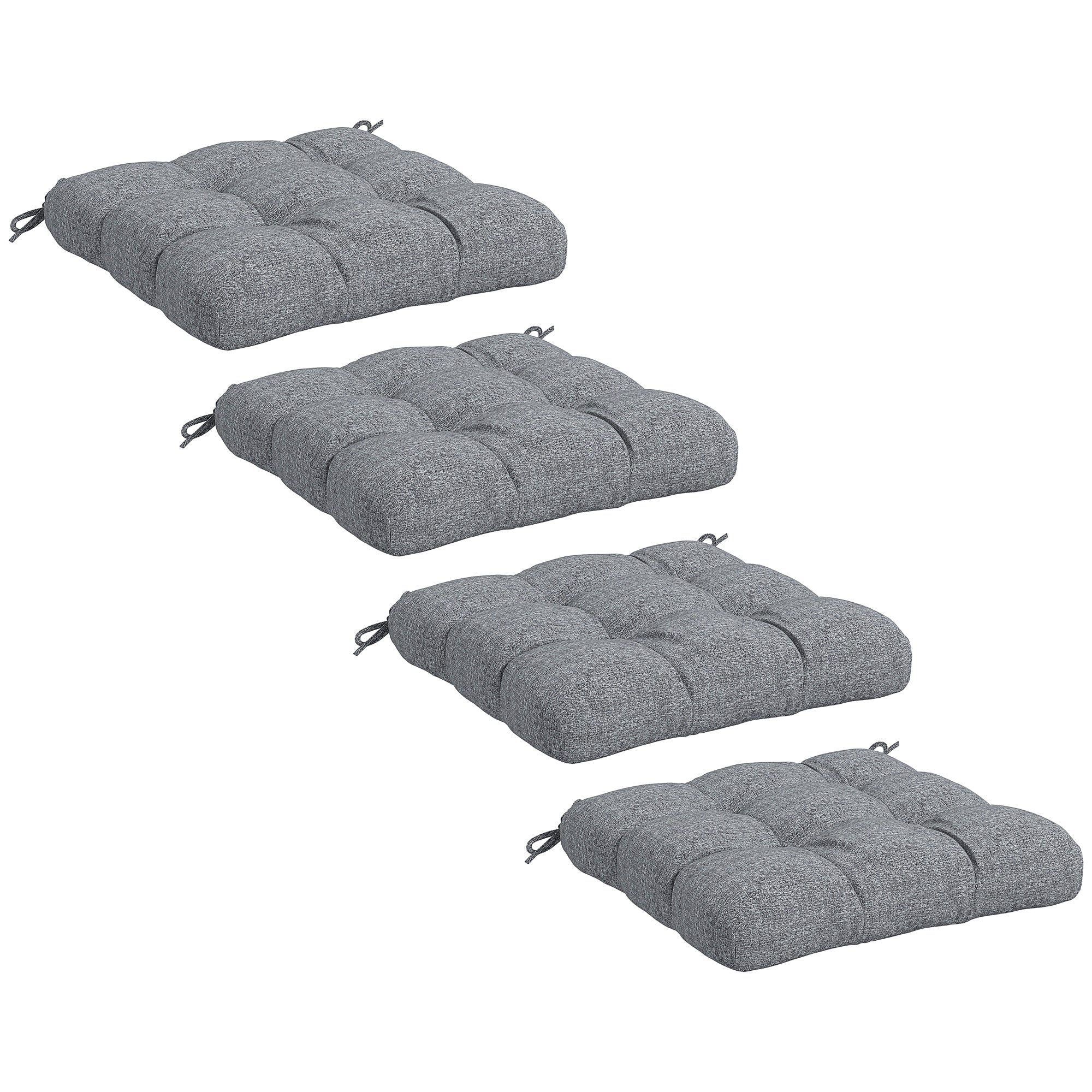 4-Piece Patio Chair Cushions Set with Ties, 19" x 19" x 4" - Image 2