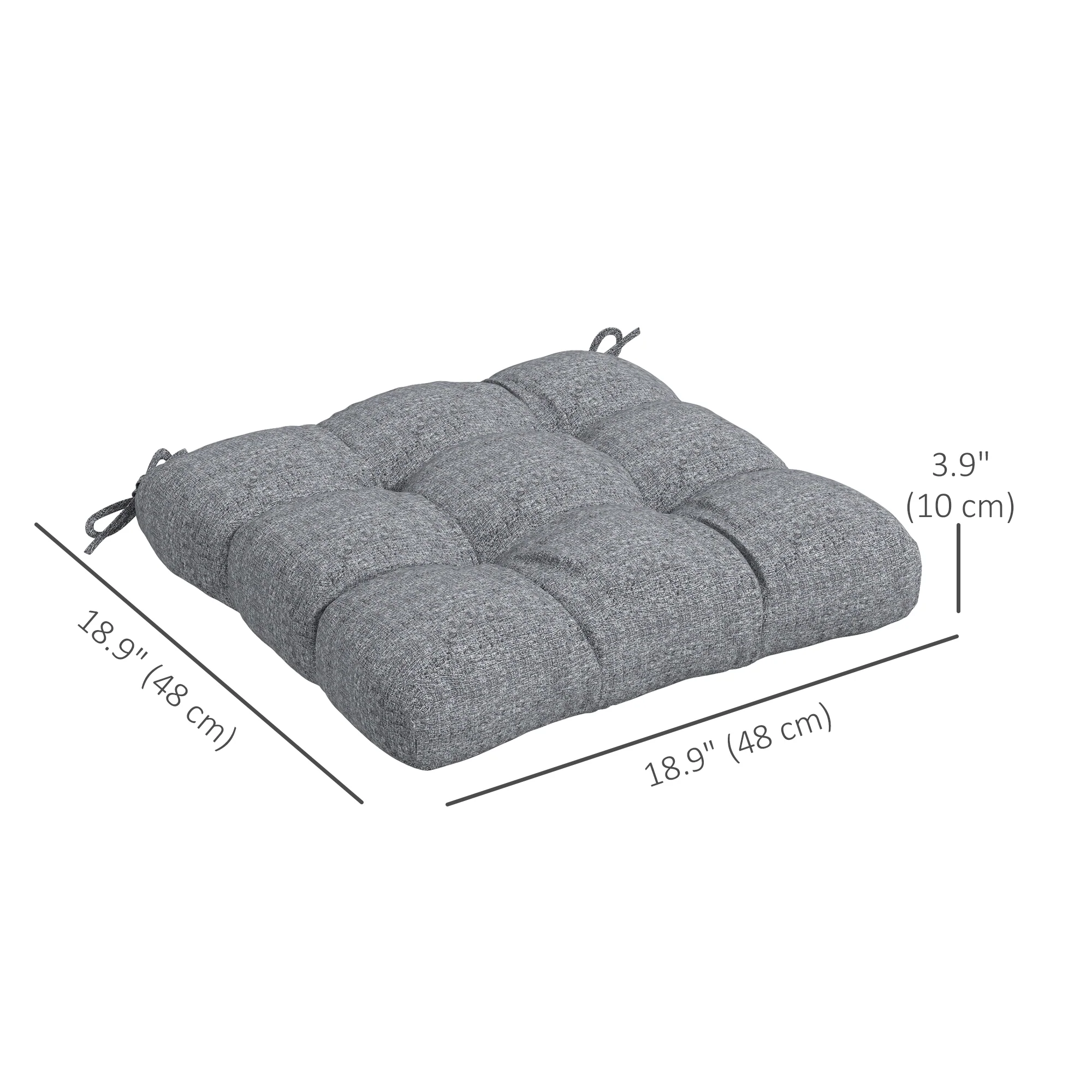 4-Piece Patio Chair Cushions Set with Ties, 19" x 19" x 4" - Image 5