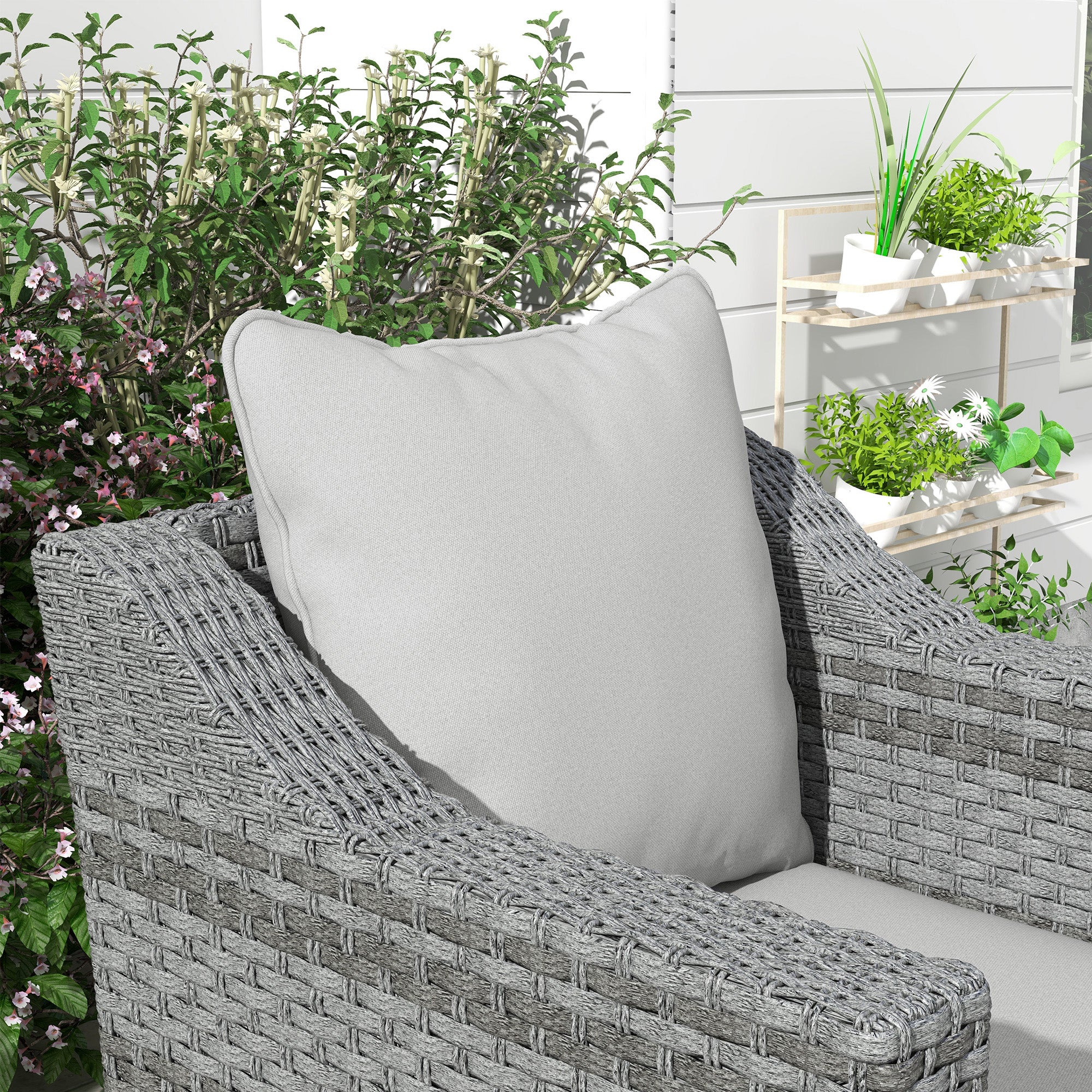 4-Piece Seat Cushion Back Pillows Replacement, Outdoor Patio Chair Cushions Set, Light Grey - Image 11