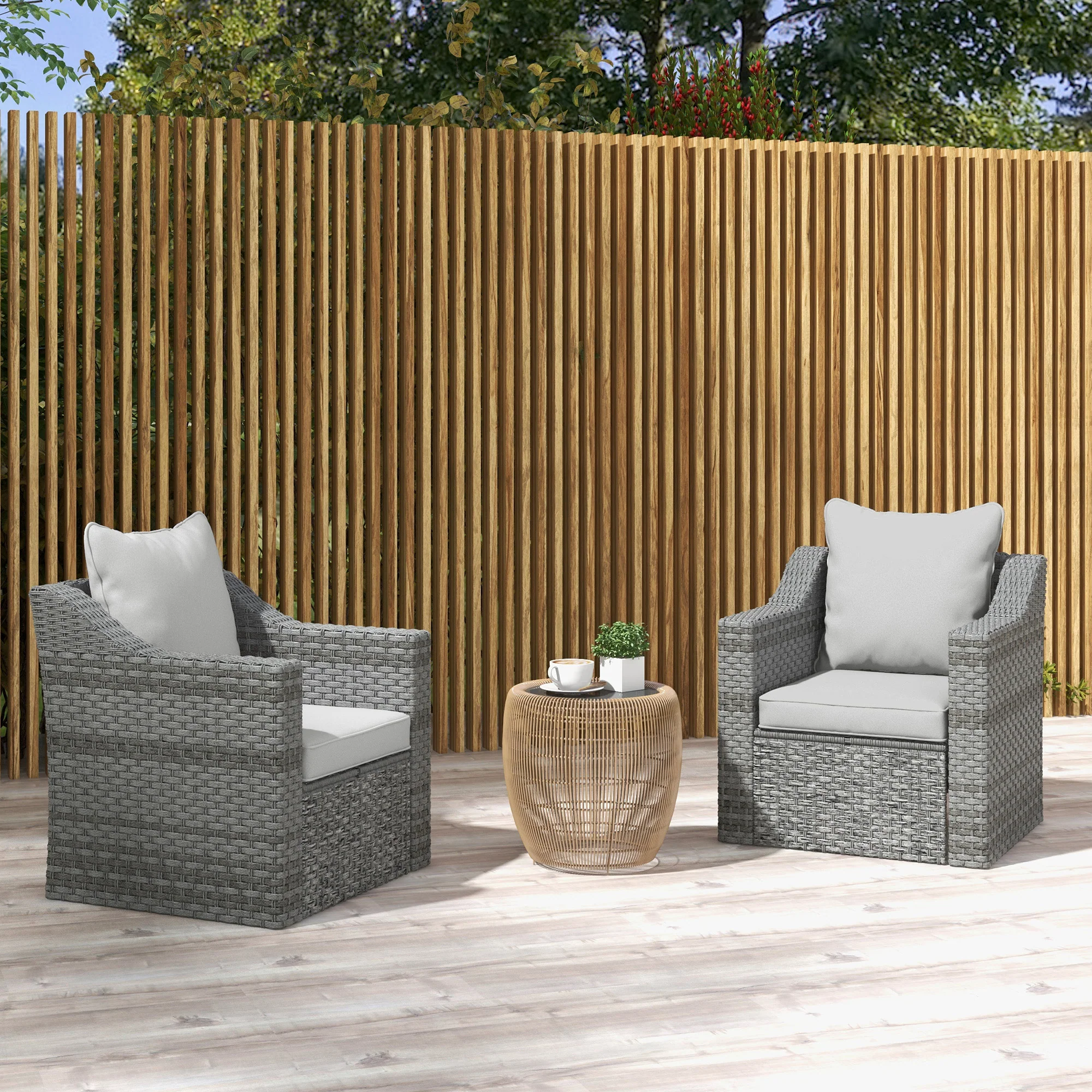 4-Piece Seat Cushion Back Pillows Replacement, Outdoor Patio Chair Cushions Set, Light Grey - Image 4