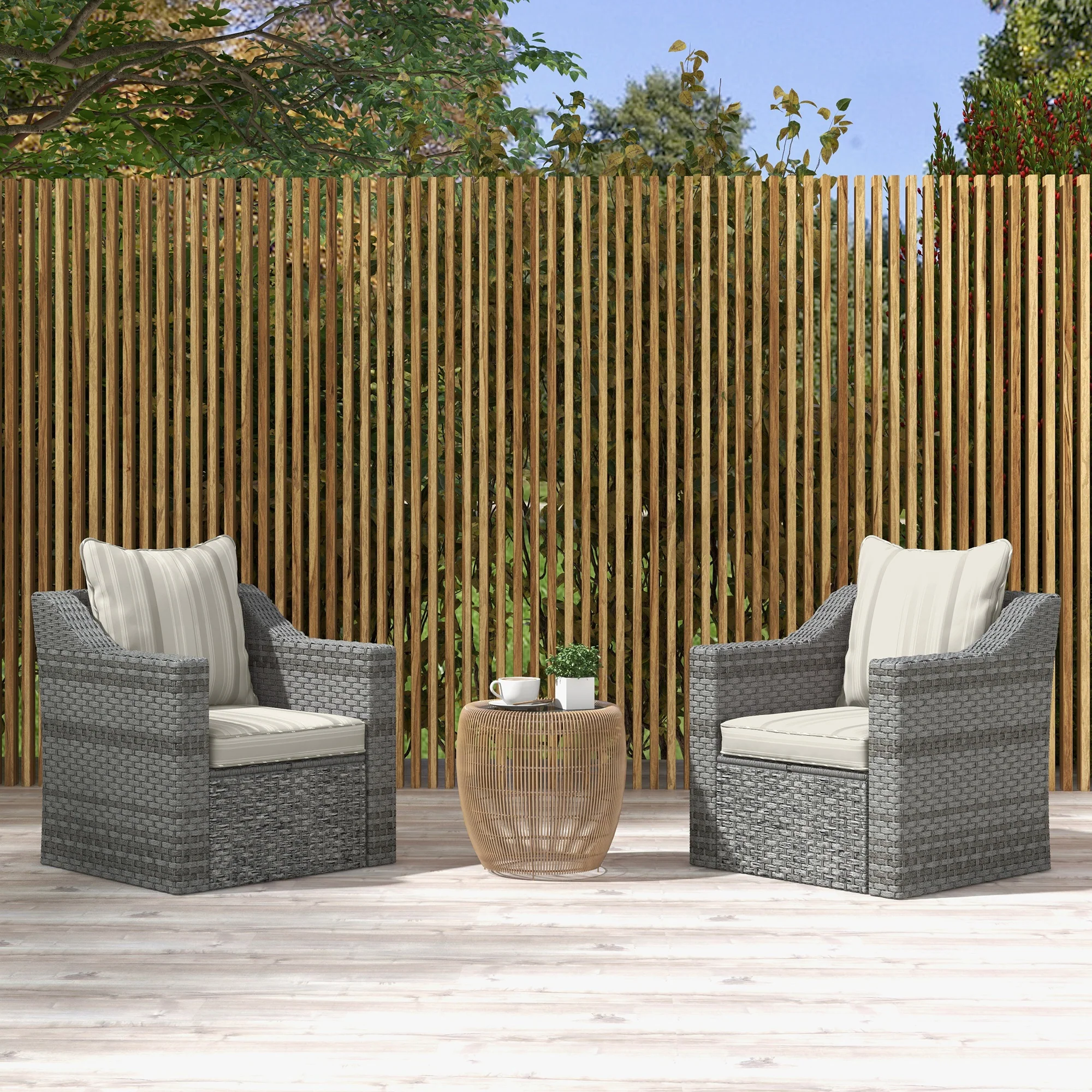 4-Piece Seat Cushion Back Pillows Replacement, Outdoor Patio Chair Cushions Set, Grey - Image 10