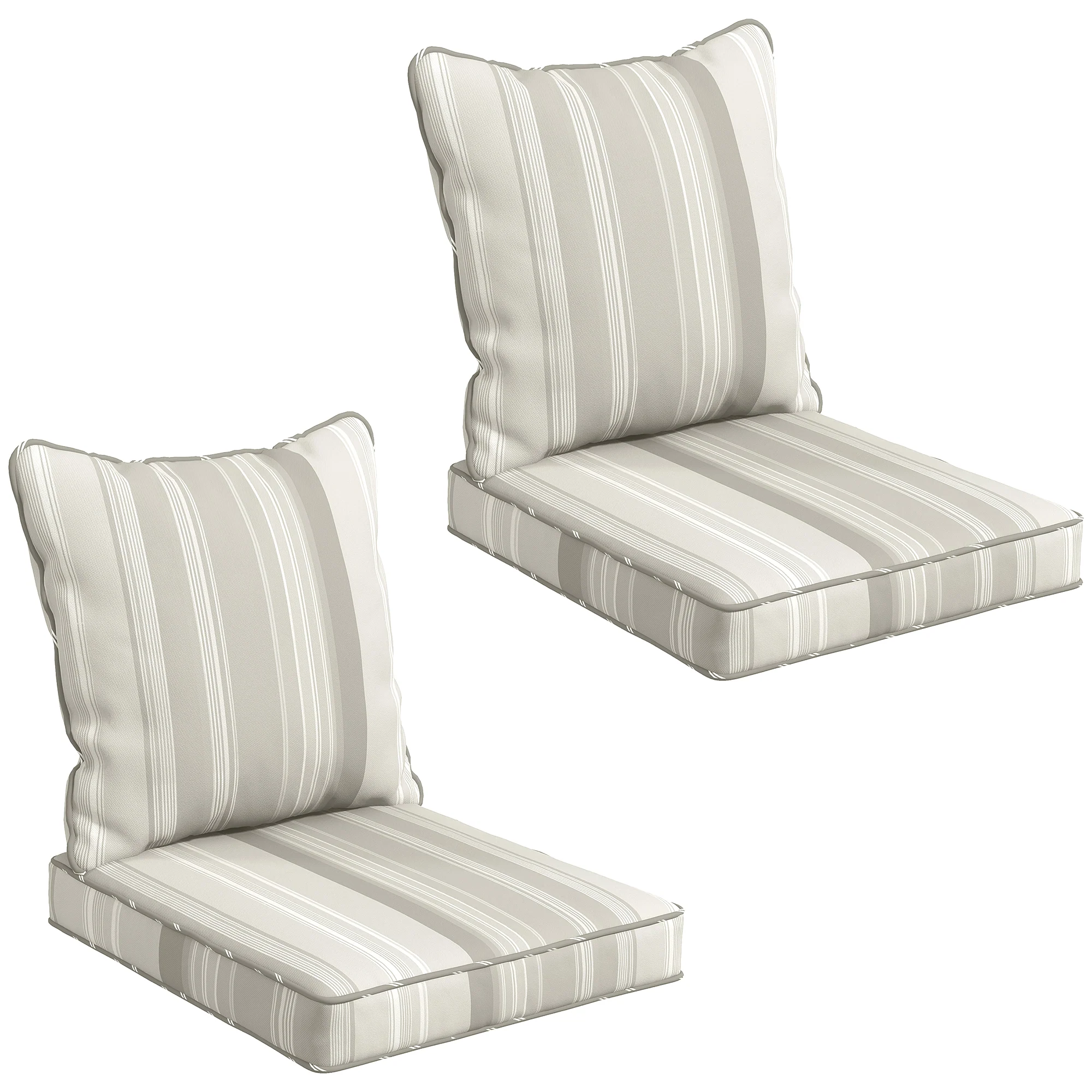4-Piece Seat Cushion Back Pillows Replacement, Outdoor Patio Chair Cushions Set, Grey - Image 2