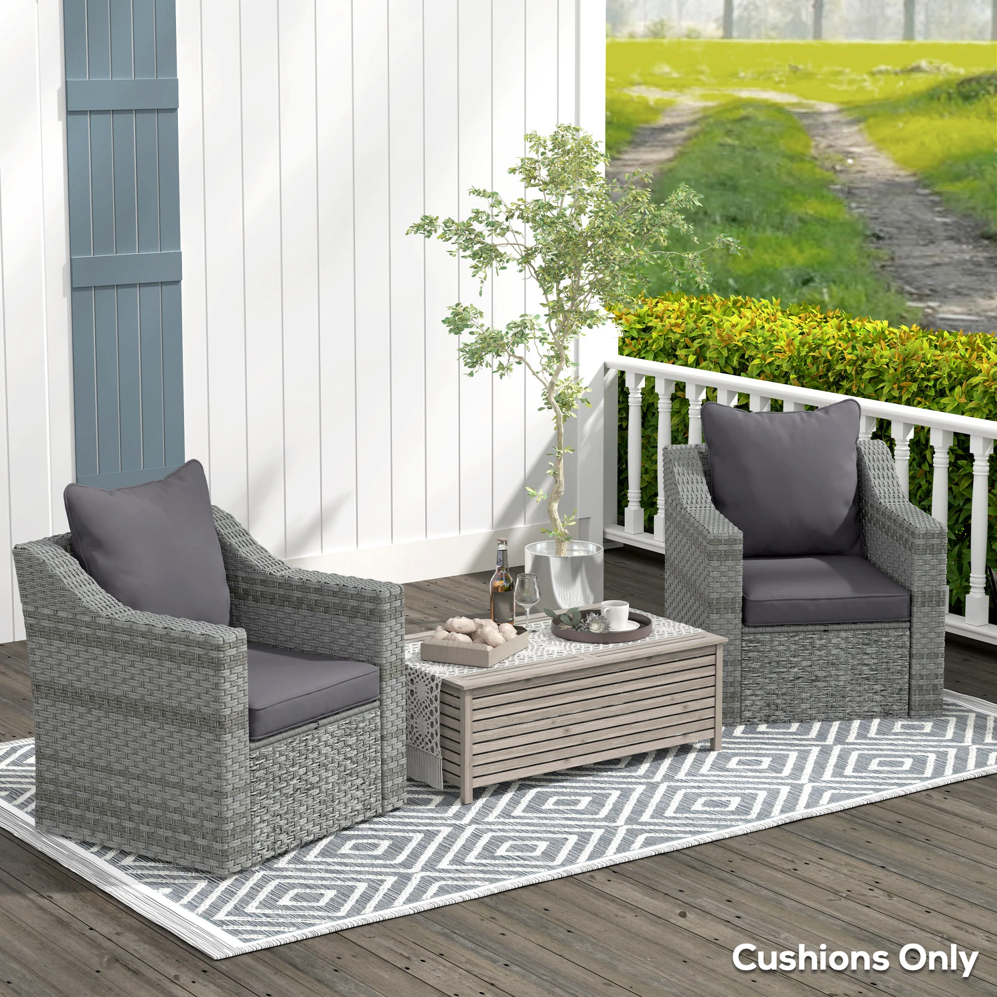 4-Piece Seat Cushion Back Pillows Replacement, Outdoor Patio Chair Cushions Set, Dark Grey - Image 10