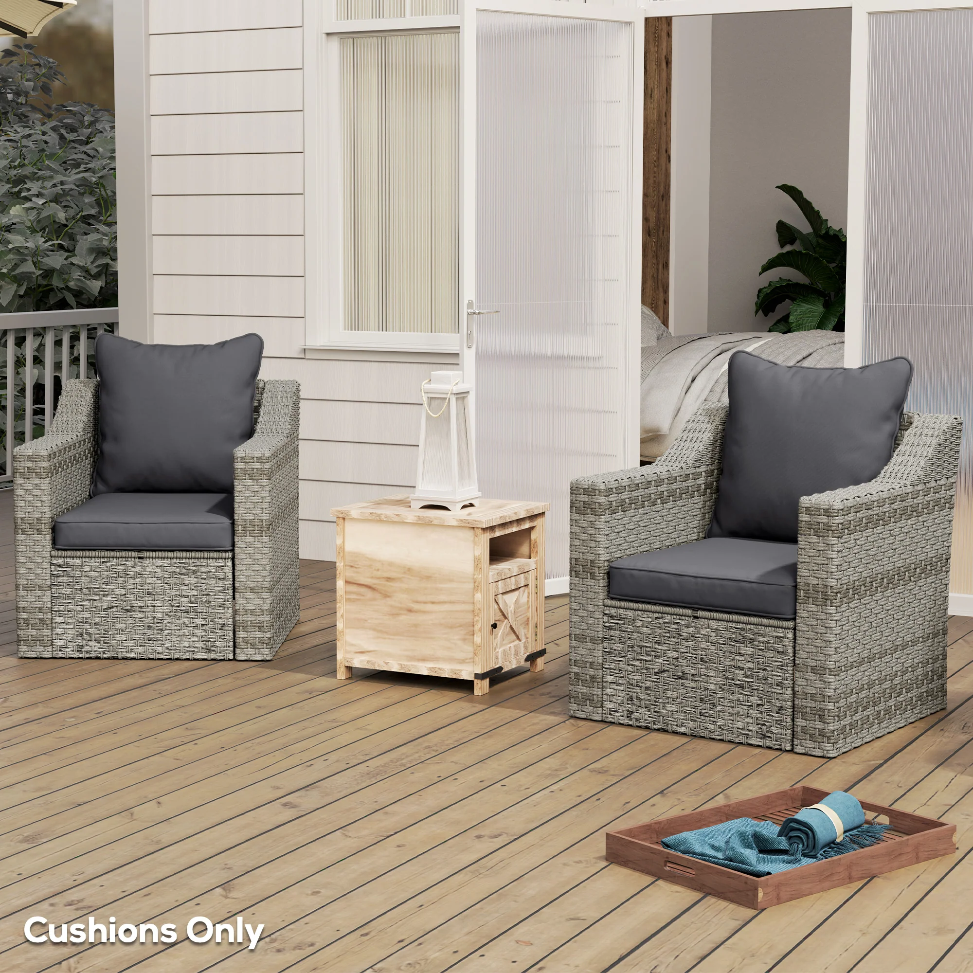 4-Piece Seat Cushion Back Pillows Replacement, Outdoor Patio Chair Cushions Set, Dark Grey - Image 4