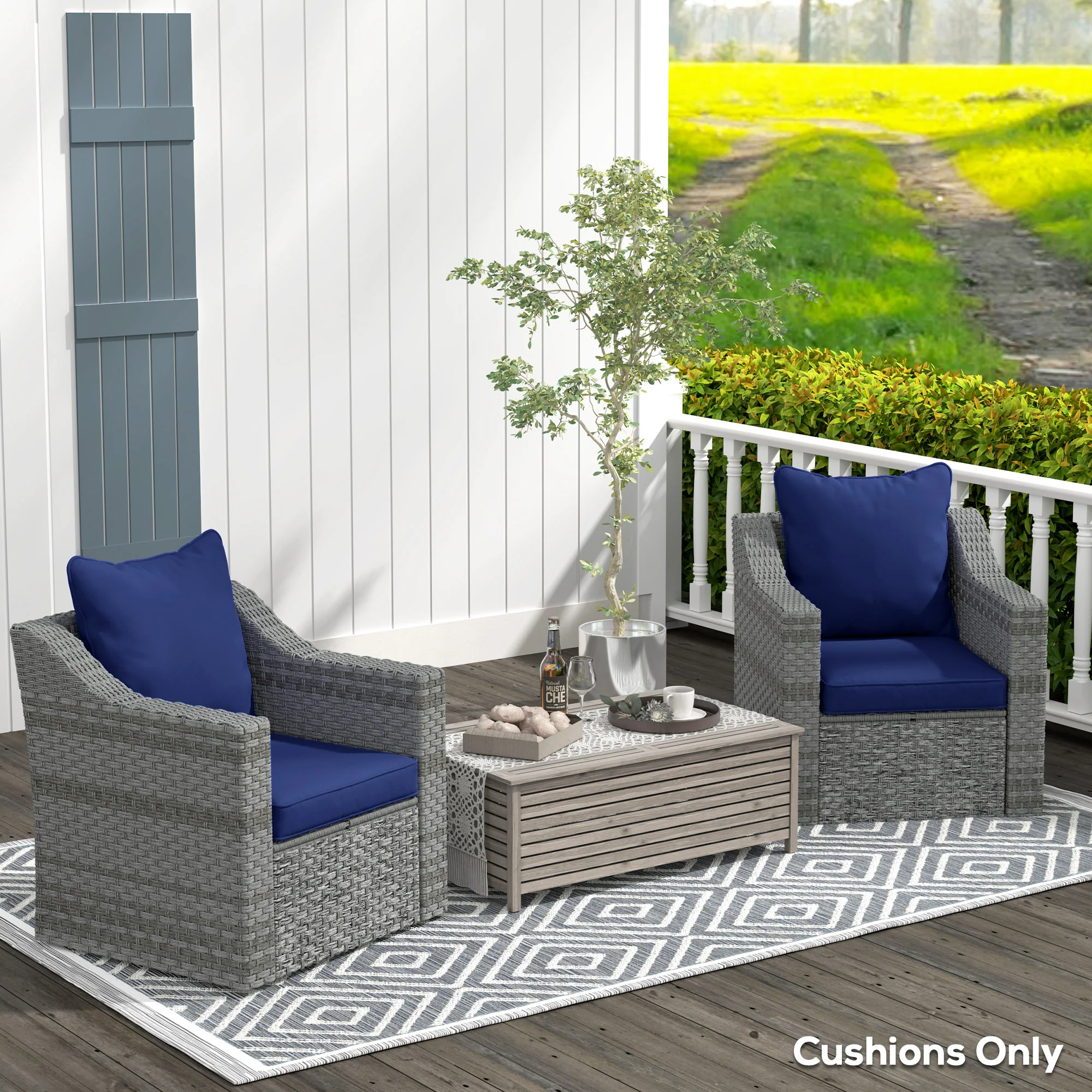 4-Piece Seat Cushion Back Pillows Replacement, Outdoor Patio Chair Cushions Set, Dark Blue - Image 10